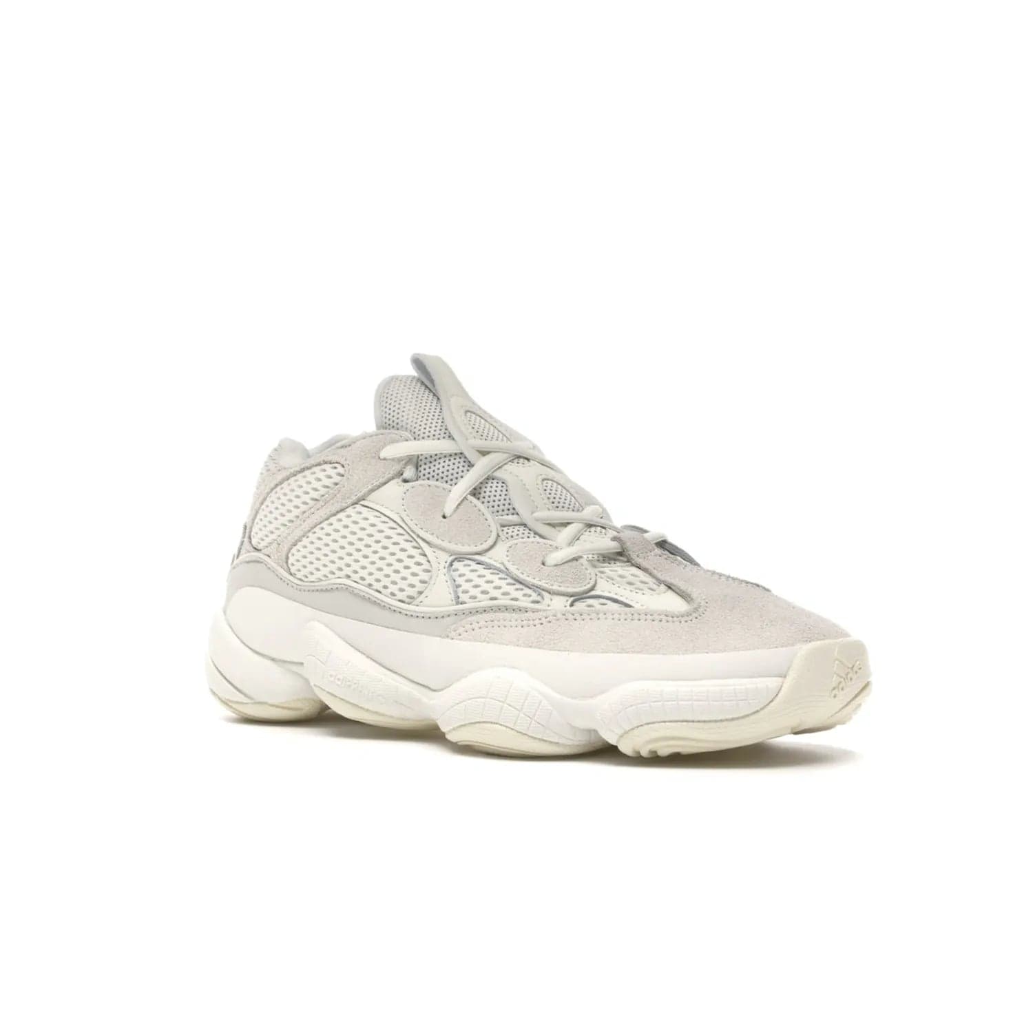 adidas Yeezy 500 Bone White - Image 5 - Only at www.BallersClubKickz.com - Classic look perfect for any sneaker collection. The adidas Yeezy 500 "Bone White" blends a white mesh upper with suede overlays & a chunky midsole inspired by the Adidas KB3. Complimented by a tonal-cream outsole, this timeless style is a must-have.
