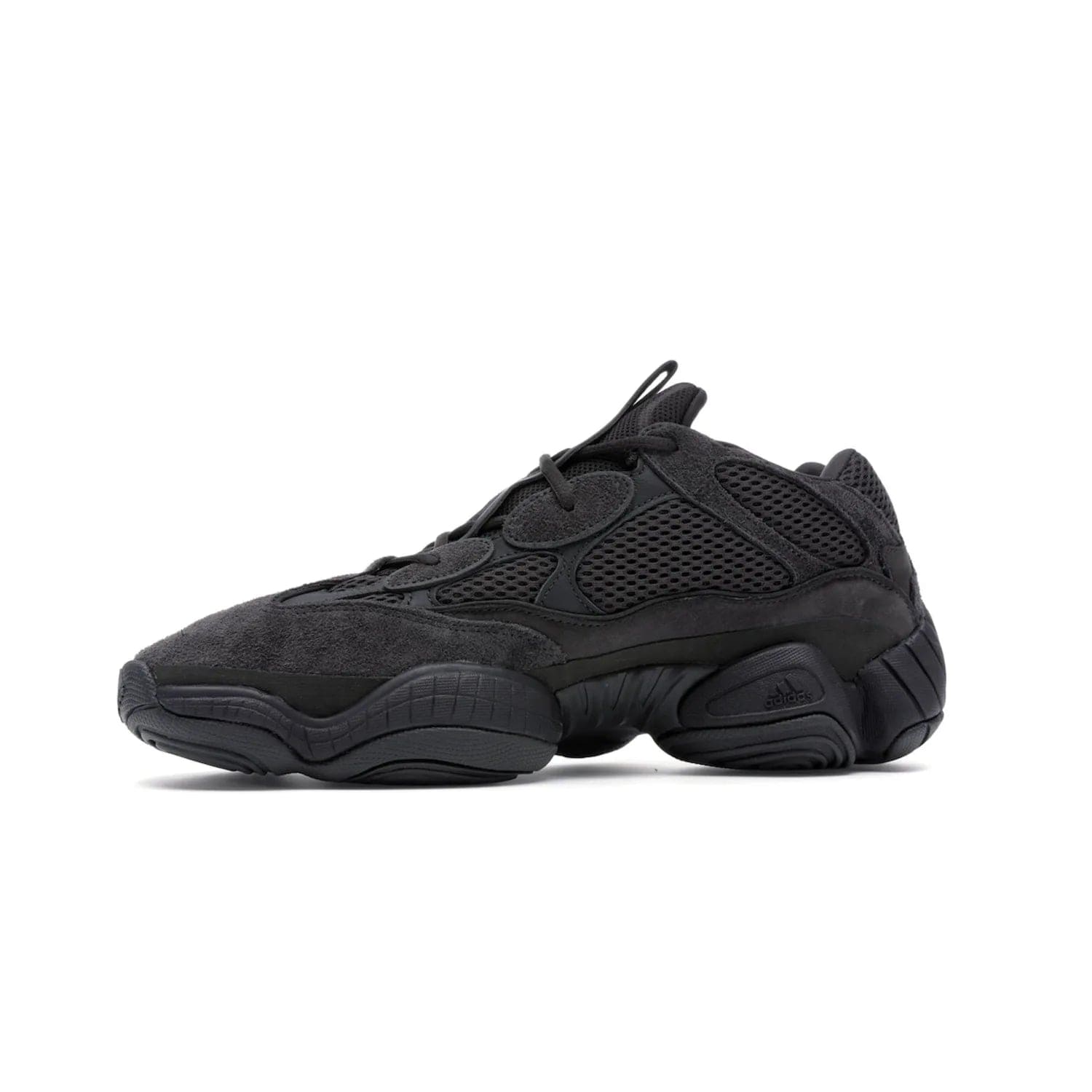 adidas Yeezy 500 Utility Black - Image 18 - Only at www.BallersClubKickz.com - Iconic adidas Yeezy 500 Utility Black in All-Black colorway. Durable black mesh and suede upper with adiPRENE® sole delivers comfort and support. Be unstoppable with the Yeezy 500 Utility Black. Released July 2018.