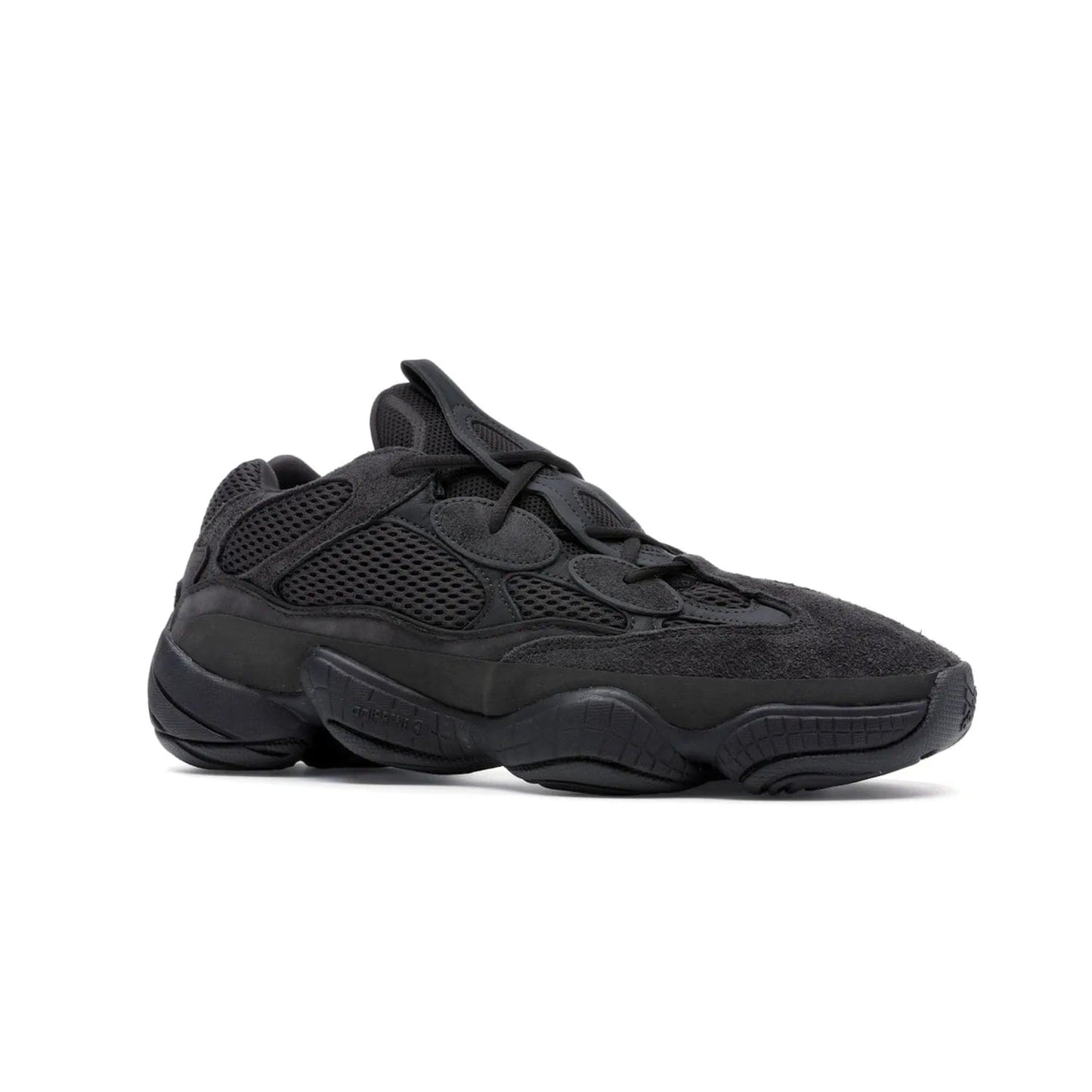 adidas Yeezy 500 Utility Black - Image 4 - Only at www.BallersClubKickz.com - Iconic adidas Yeezy 500 Utility Black in All-Black colorway. Durable black mesh and suede upper with adiPRENE® sole delivers comfort and support. Be unstoppable with the Yeezy 500 Utility Black. Released July 2018.