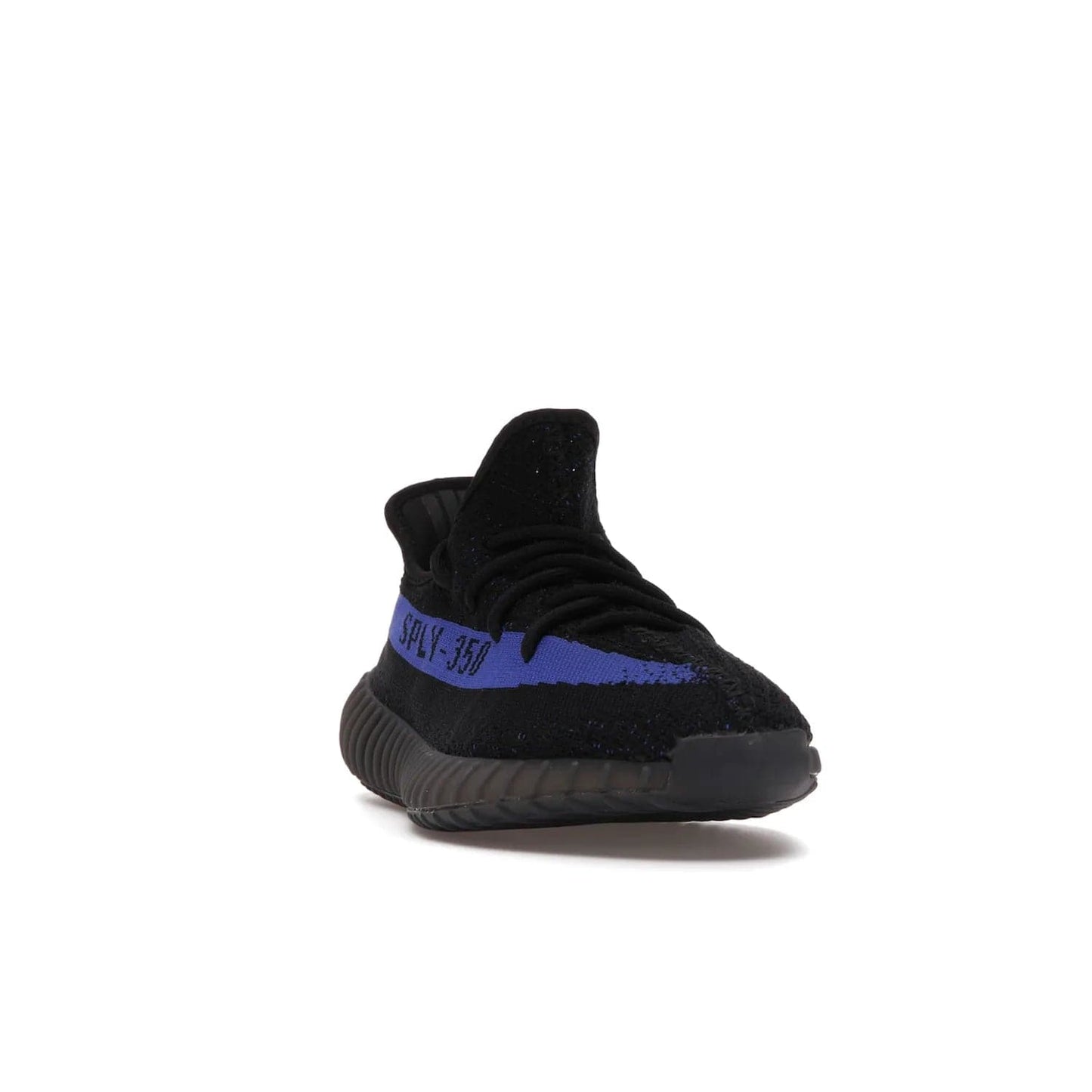 adidas Yeezy Boost 350 V2 Dazzling Blue - Image 8 - Only at www.BallersClubKickz.com - Shop the Adidas Yeezy 350 V2 Dazzling Blue, featuring a solid black Primeknit upper, Dazzling Blue side stripe, “SPLY-350” text, and a muted Boost sole. Releasing Feb 2022, this style is perfect for any shoe fan.