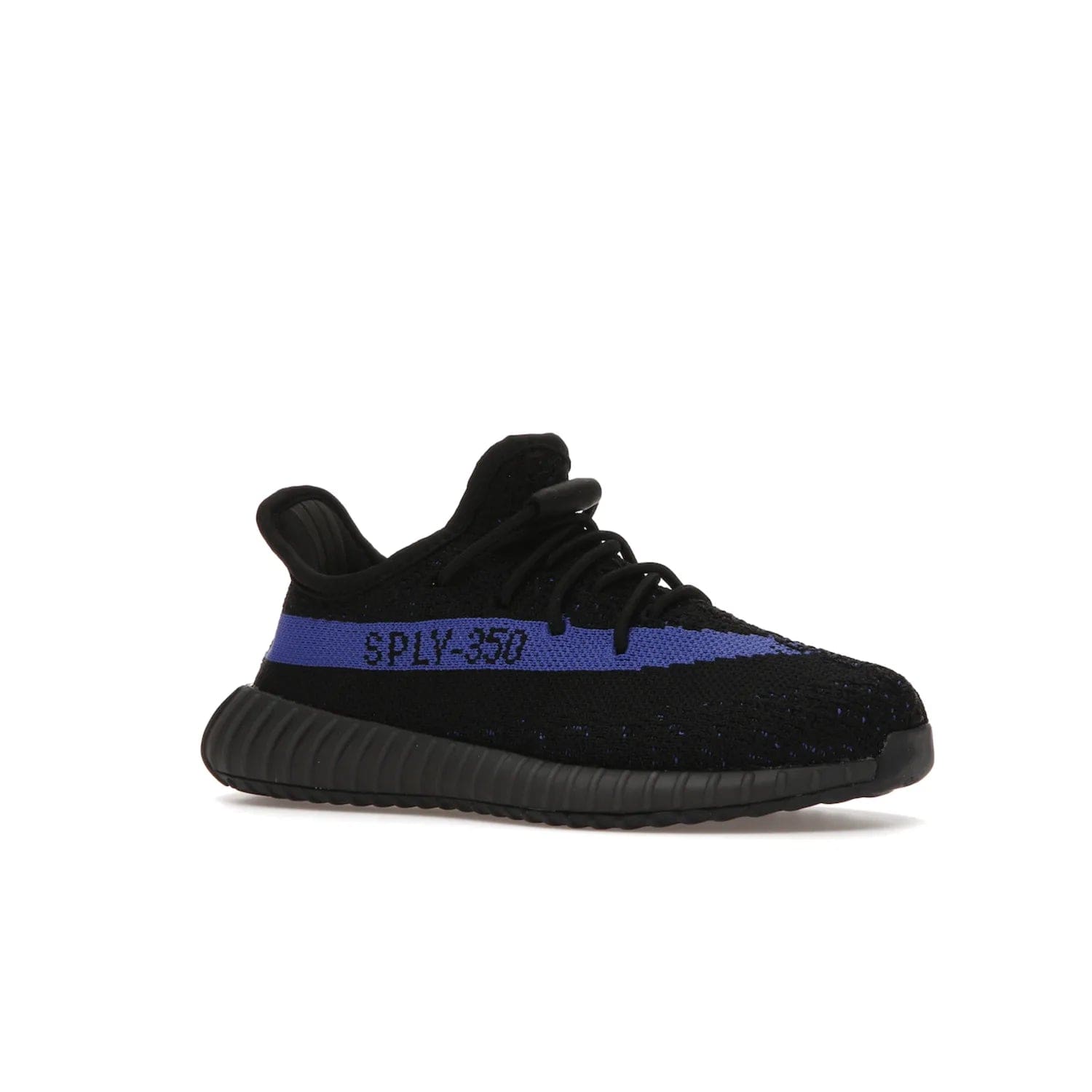 adidas Yeezy Boost 350 V2 Dazzling Blue (Kids) - Image 4 - Only at www.BallersClubKickz.com - Shop the adidas Yeezy Boost 350 V2 Dazzling Blue (Kids). Features a black Primeknit upper with a royal blue 'SPLY-350' streak and a full-length Boost midsole. Durable rubber outsole provides plenty of traction. Available for $160.