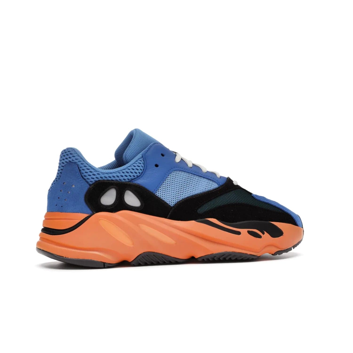 adidas Yeezy Boost 700 Bright Blue - Image 35 - Only at www.BallersClubKickz.com - Iconic sneaker style meets vibrant colour with the adidas Yeezy Boost 700 Bright Blue. Reflective accents, turquoise and teal panels, bright orange midsole and black outsole make for a bold release. April 2021.
