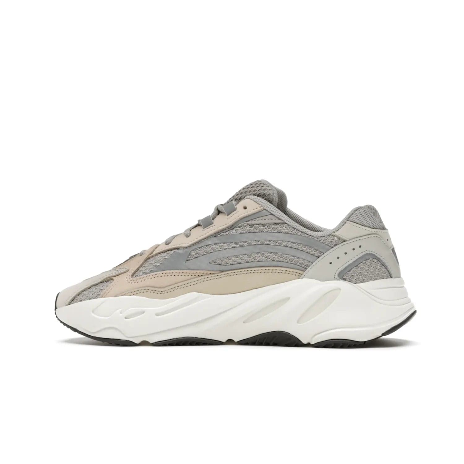 adidas Yeezy Boost 700 V2 Cream - Image 20 - Only at www.BallersClubKickz.com - Add style and luxury to your wardrobe with the adidas Yeezy 700 V2 Cream. Featuring a unique reflective upper, leather overlays, mesh underlays and the signature BOOST midsole, this silhouette is perfect for any stylish wardrobe.