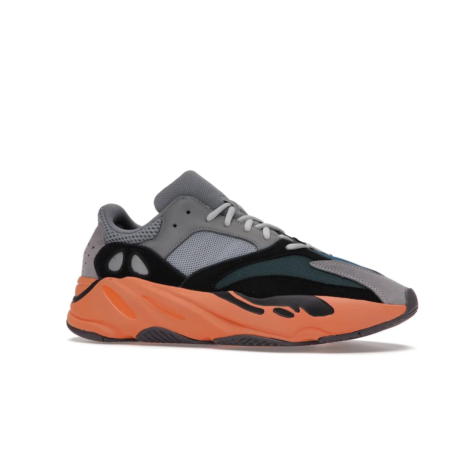 adidas Yeezy Boost 700 Wash Orange - Image 3 - Only at www.BallersClubKickz.com - Introducing the adidas Yeezy Boost 700 Wash Orange. Unique grey leather, suede, mesh upper and teal panels with a chunky Wash Orange Boost midsole. Release October 2021, make a statement today!