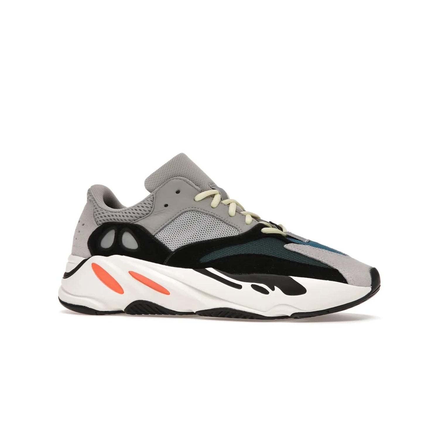adidas Yeezy Boost 700 Wave Runner - Image 3 - Only at www.BallersClubKickz.com - Shop the iconic adidas Yeezy Boost 700 Wave Runner. Featuring grey mesh and leather upper, black suede overlays, teal mesh underlays, and signature Boost sole. Be bold & make a statement.