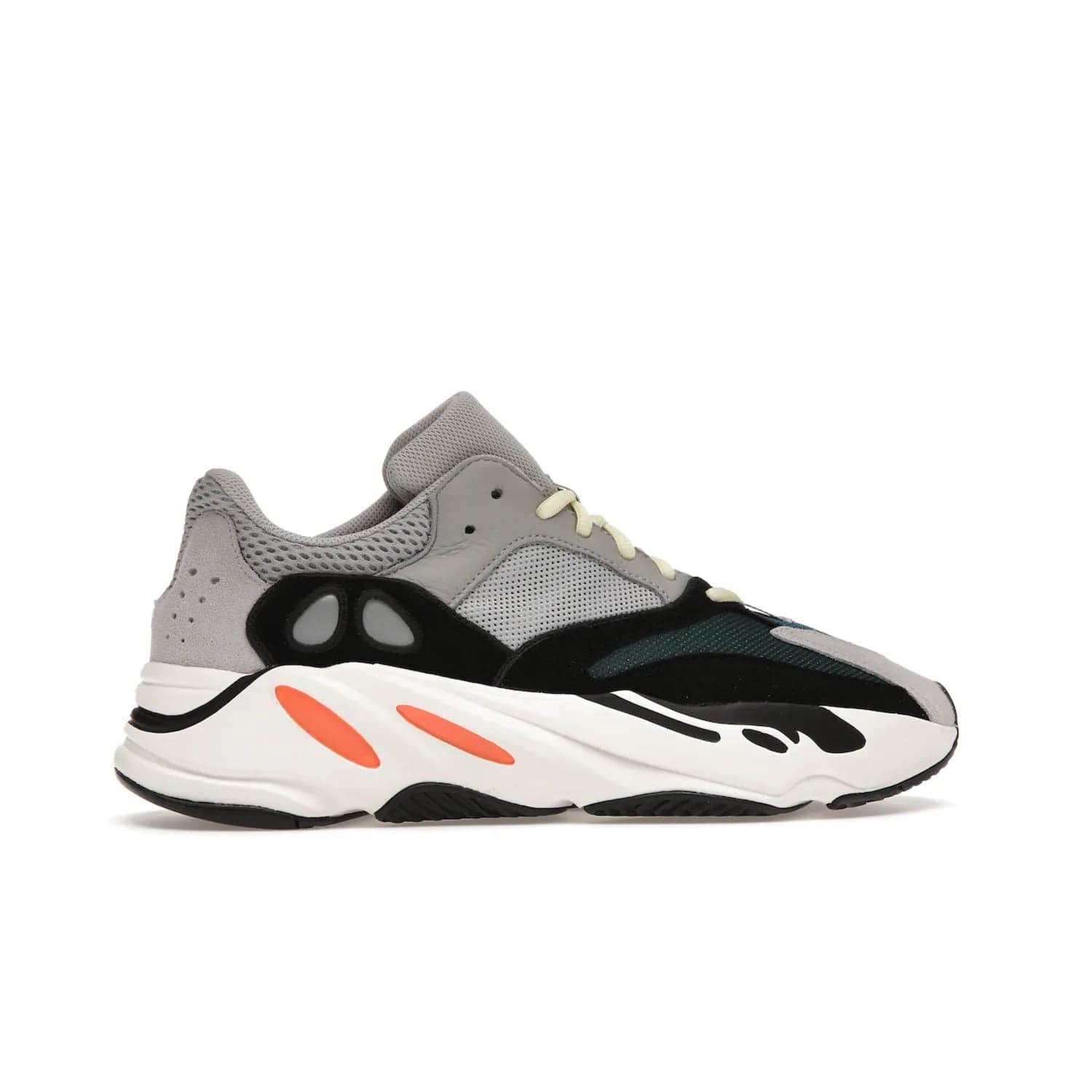 adidas Yeezy Boost 700 Wave Runner - Image 36 - Only at www.BallersClubKickz.com - Shop the iconic adidas Yeezy Boost 700 Wave Runner. Featuring grey mesh and leather upper, black suede overlays, teal mesh underlays, and signature Boost sole. Be bold & make a statement.