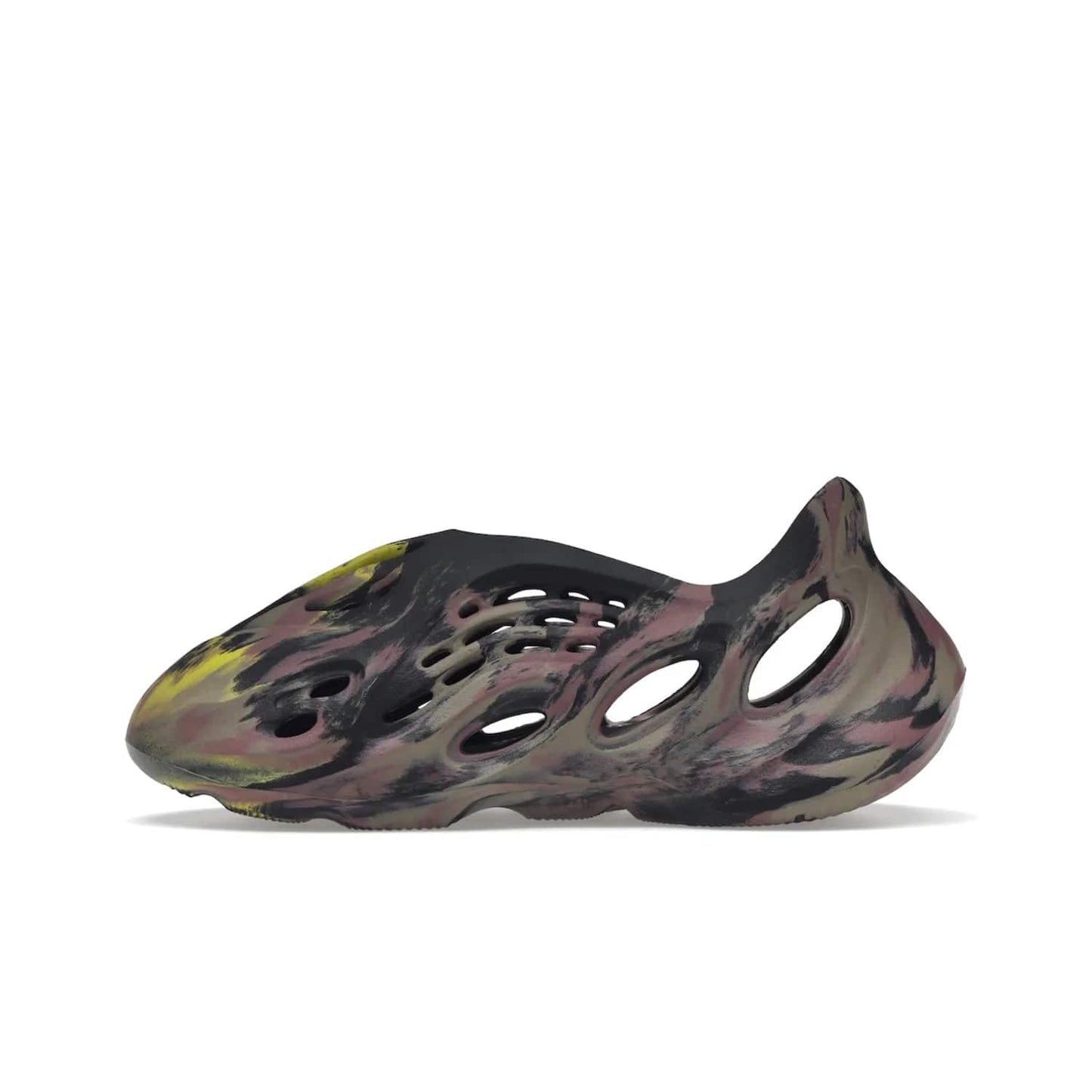 adidas Yeezy Foam RNR MX Carbon - Image 19 - Only at www.BallersClubKickz.com - Stylish and sustainable adidas Yeezy Foam RNR MX Carbon with marbled pink, yellow, purple, and dark grey EVA foam. Ventilation holes throughout for increased breathability. Sculptured sole adds cushioning and support. No two pairs look alike, available August 2022. Must-have fashion-lovers' item.