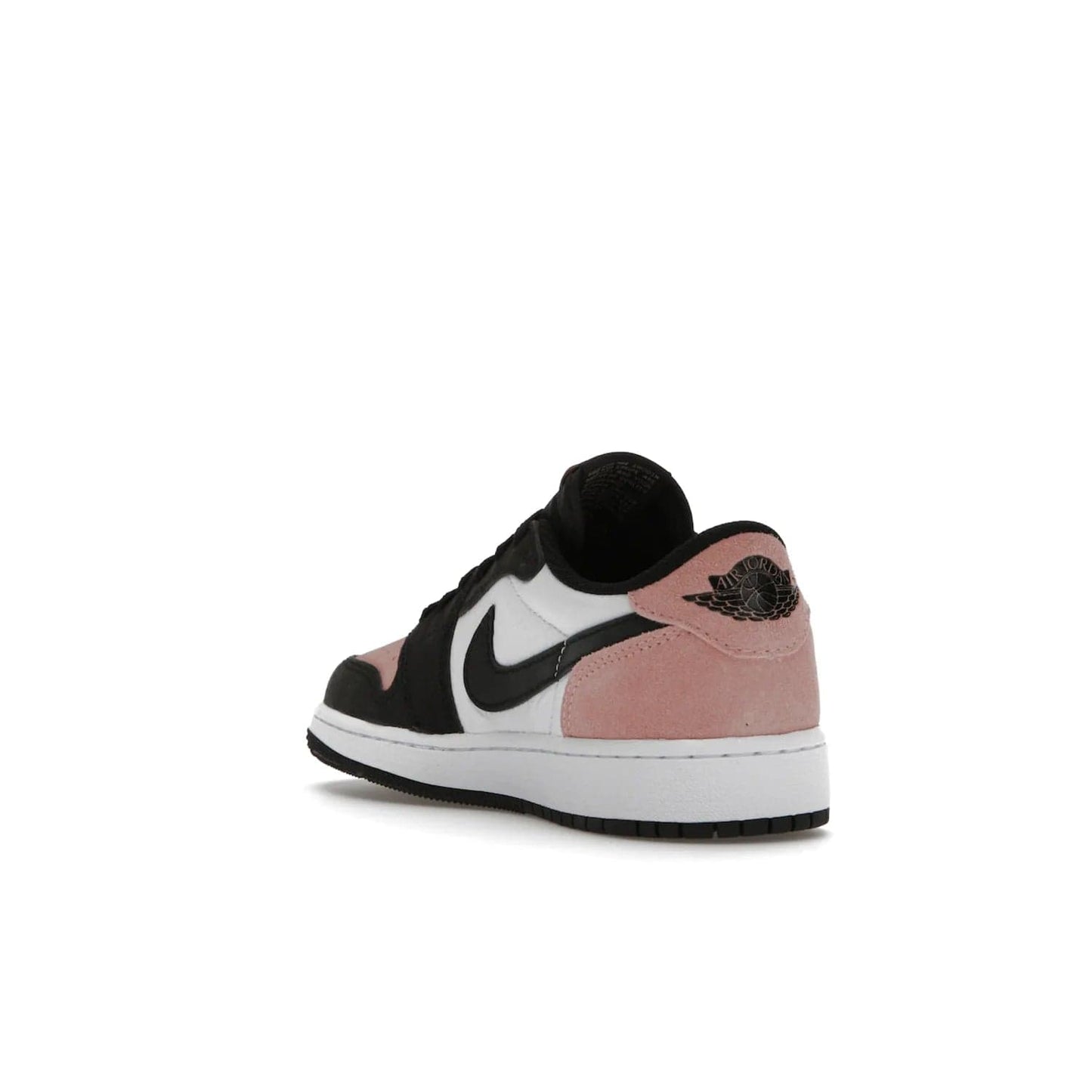 Jordan 1 Low OG Bleached Coral (GS) - Image 25 - Only at www.BallersClubKickz.com - Look cool and classic in the Air Jordan 1 Low OG Bleached Coral (Gradeschool). White leather upper with bleached coral accents, black toe and Swooshes, and perforated toe box for breathability. Style with jeans or shorts for an effortless look. Released July 2022.