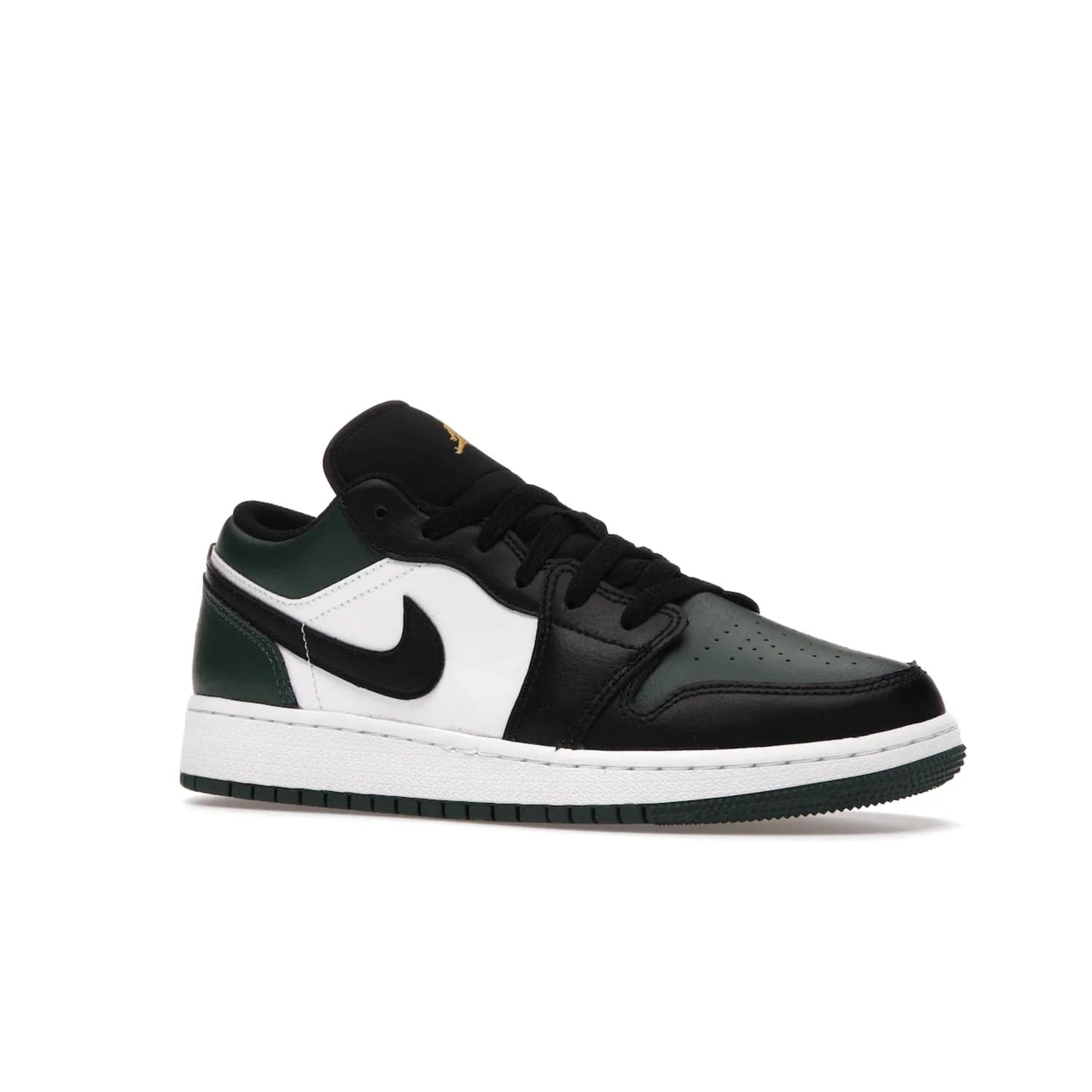 Jordan 1 Low Green Toe (GS) - Image 4 - Only at www.BallersClubKickz.com - Get the perfect low cut Jordans. Shop the Air Jordan 1 Low Noble Green GS shoes with its unique colorway and stencil Jumpman logo. Available October 2021.