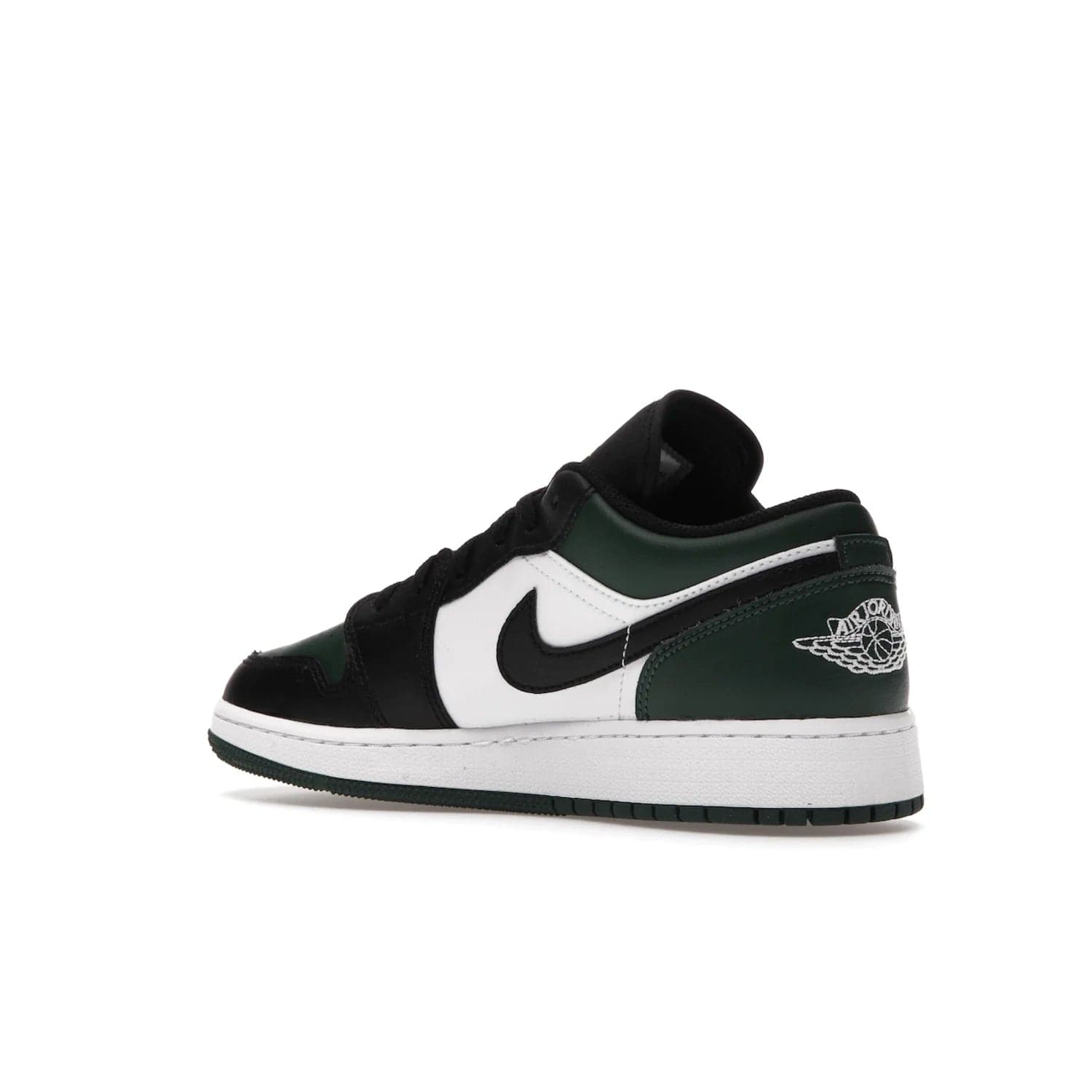 Jordan 1 Low Green Toe (GS) - Image 23 - Only at www.BallersClubKickz.com - Get the perfect low cut Jordans. Shop the Air Jordan 1 Low Noble Green GS shoes with its unique colorway and stencil Jumpman logo. Available October 2021.