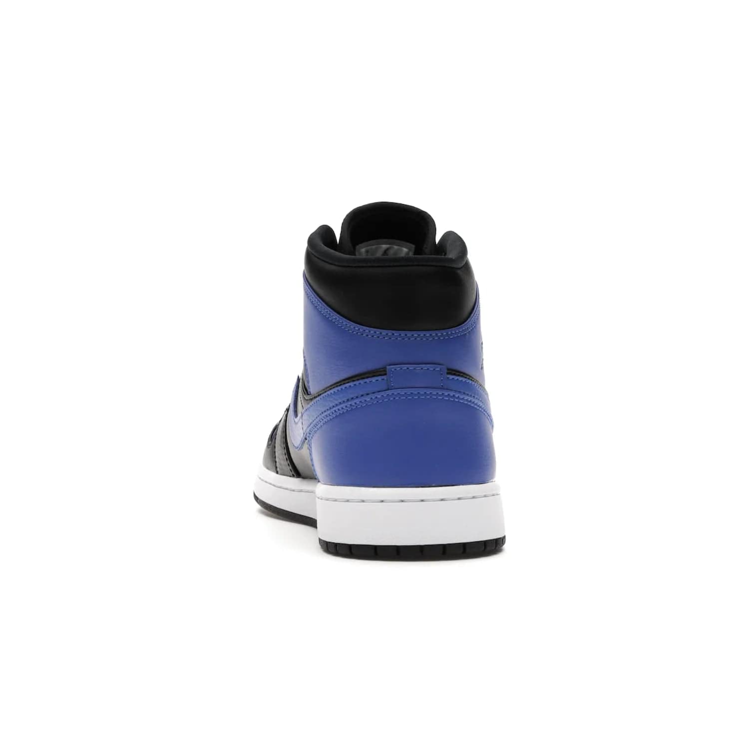 Jordan 1 Mid Hyper Royal Tumbled Leather - Image 27 - Only at www.BallersClubKickz.com - Iconic colorway of the Air Jordan 1 Mid Black Royal Tumbled Leather. Features a black tumbled leather upper, royal blue leather overlays, white midsole & black rubber outsole. Released December 2020. Adds premium style to any collection.