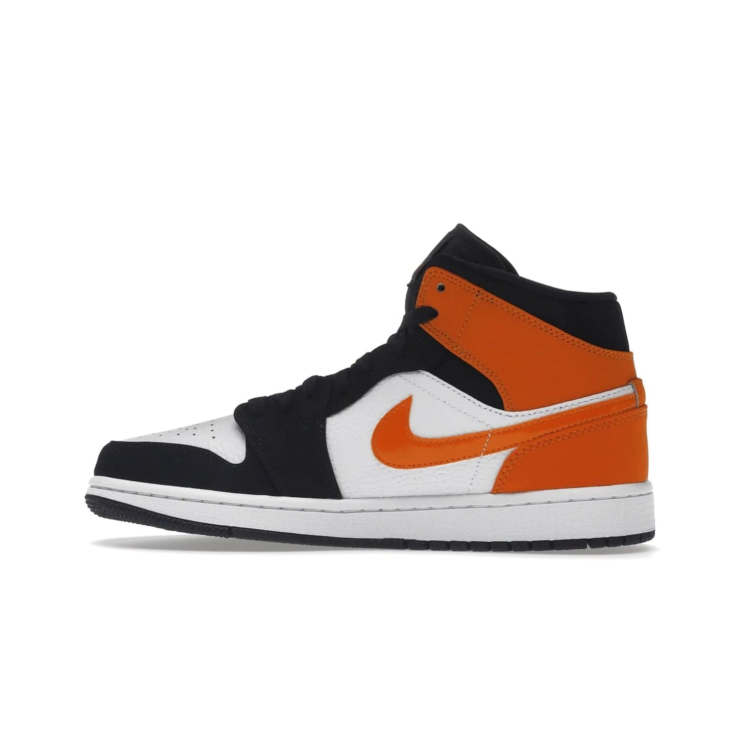Jordan 1 Mid Shattered Backboard - Image 20 - Only at www.BallersClubKickz.com - The Air Jordan 1 Mid Shattered Backboard offers a timeless Black/White-Starfish colorway. Classic Swoosh logo and AJ insignia plus a shatterd backboard graphic on the insole. Get your pair today!