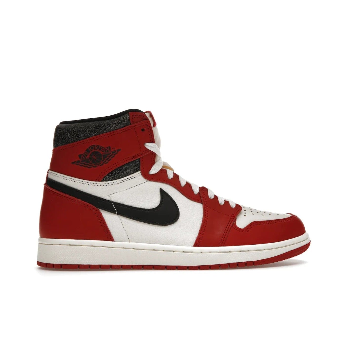 Jordan 1 Retro High OG Chicago Lost and Found - Image 36 - Only at www.BallersClubKickz.com - Be the envy of all sneakerheads with the Air Jordan 1 Retro High OG “Chicago Lost and Found”. This special edition shoe comes in a Varsity Red/Black-Sail-Muslin colorway and features crackled leather uppers and yellowed details for a unique, vintage look. Get your hands this rare release in November 2022.