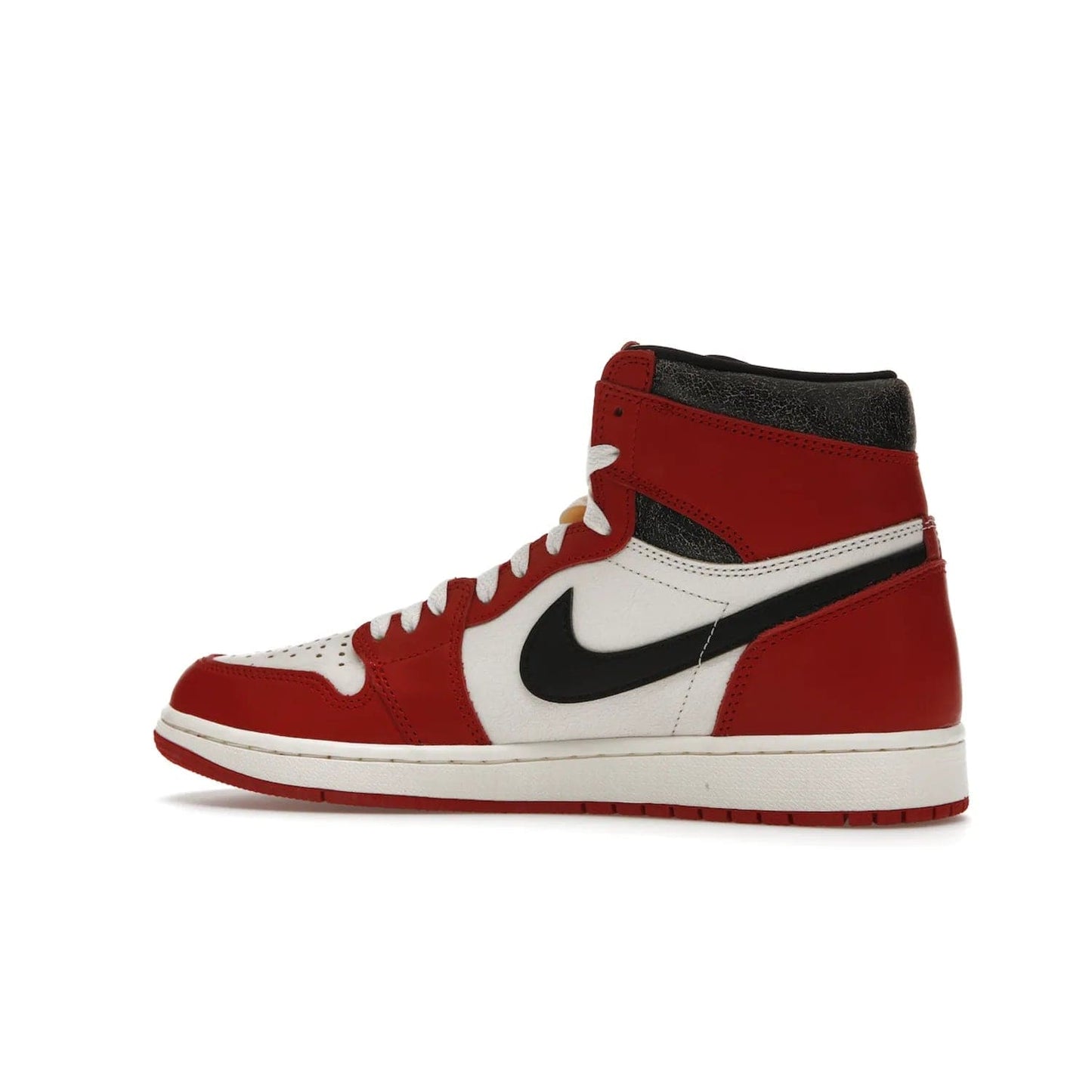 Jordan 1 Retro High OG Chicago Lost and Found - Image 21 - Only at www.BallersClubKickz.com - Be the envy of all sneakerheads with the Air Jordan 1 Retro High OG “Chicago Lost and Found”. This special edition shoe comes in a Varsity Red/Black-Sail-Muslin colorway and features crackled leather uppers and yellowed details for a unique, vintage look. Get your hands this rare release in November 2022.
