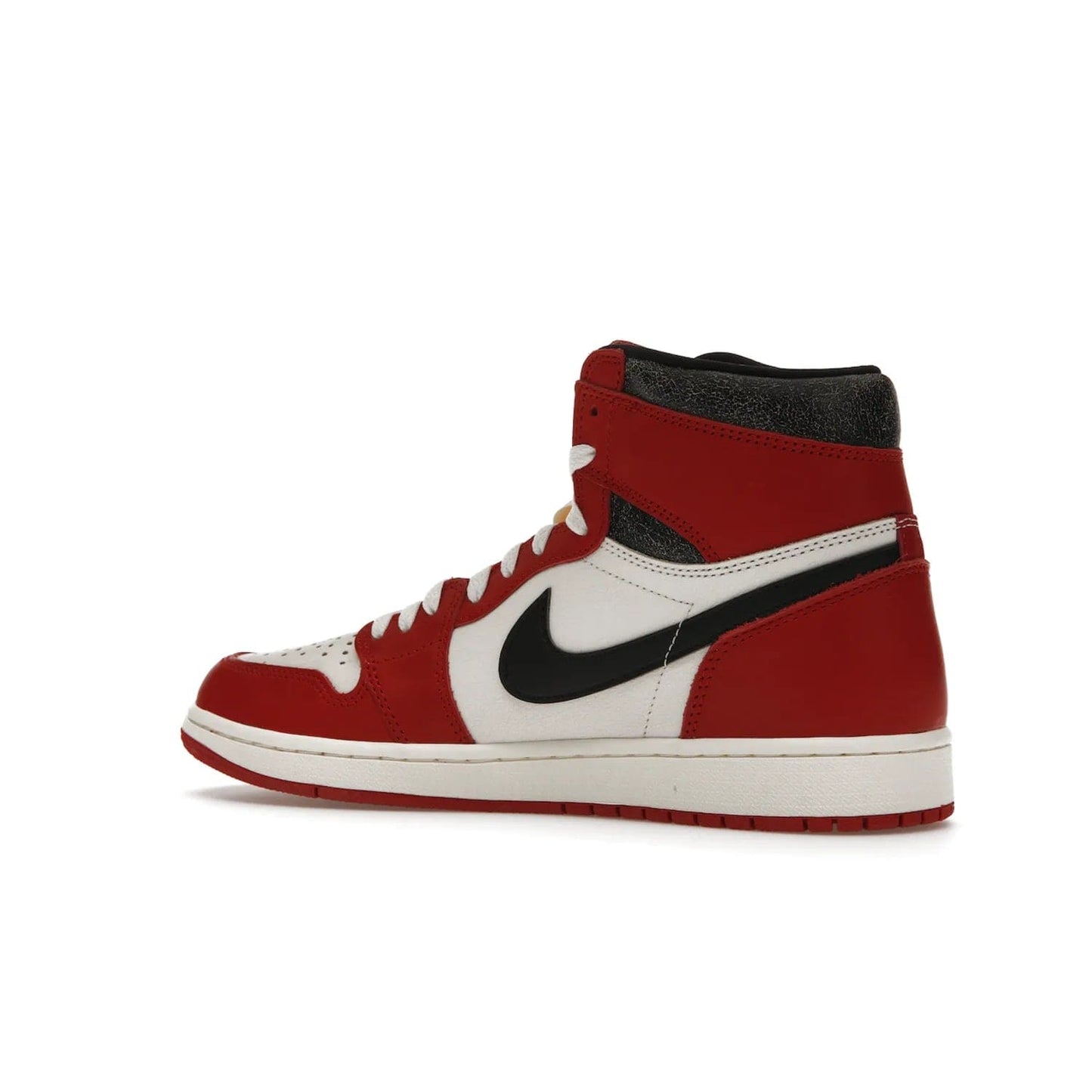 Jordan 1 Retro High OG Chicago Lost and Found - Image 22 - Only at www.BallersClubKickz.com - Be the envy of all sneakerheads with the Air Jordan 1 Retro High OG “Chicago Lost and Found”. This special edition shoe comes in a Varsity Red/Black-Sail-Muslin colorway and features crackled leather uppers and yellowed details for a unique, vintage look. Get your hands this rare release in November 2022.