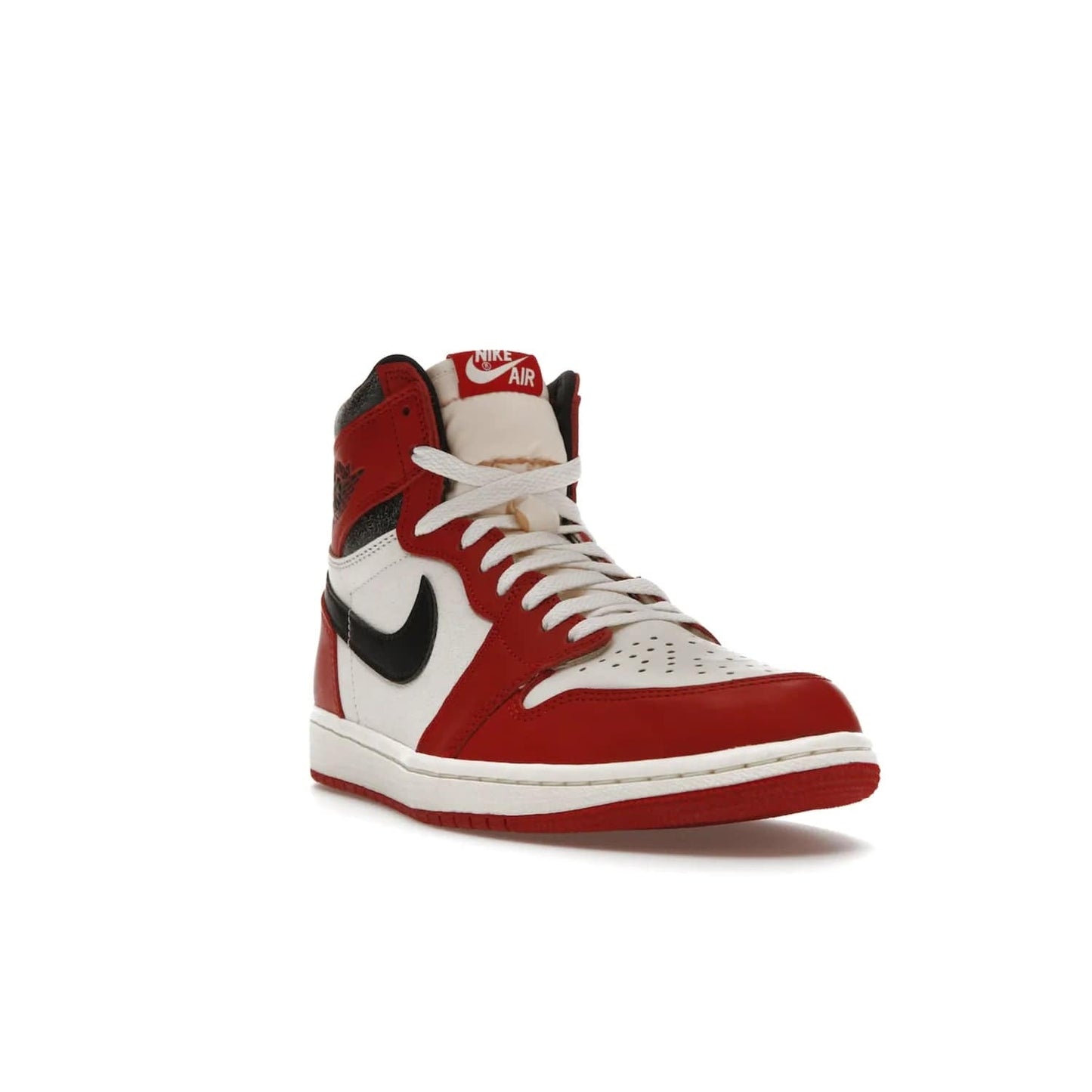 Jordan 1 Retro High OG Chicago Lost and Found - Image 7 - Only at www.BallersClubKickz.com - Be the envy of all sneakerheads with the Air Jordan 1 Retro High OG “Chicago Lost and Found”. This special edition shoe comes in a Varsity Red/Black-Sail-Muslin colorway and features crackled leather uppers and yellowed details for a unique, vintage look. Get your hands this rare release in November 2022.