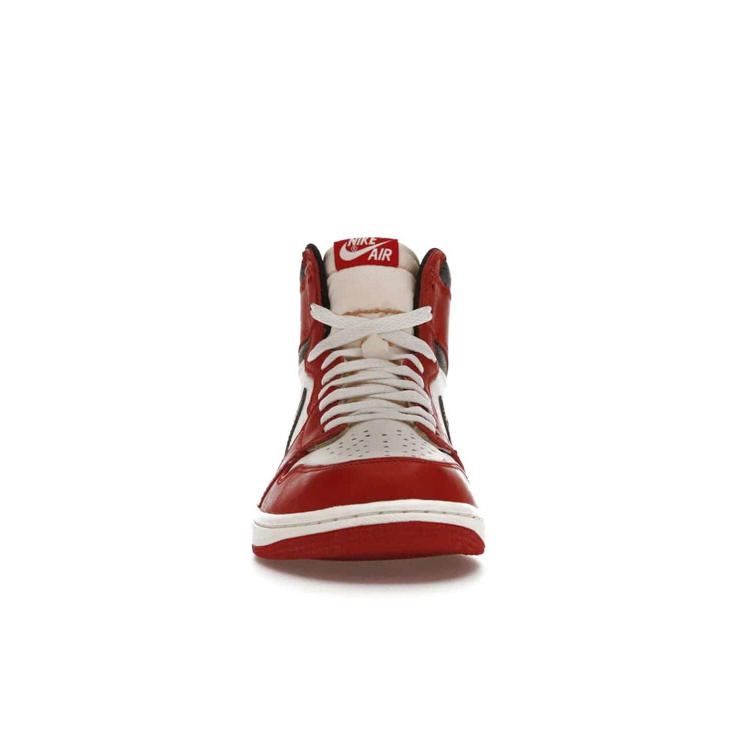 Jordan 1 Retro High OG Chicago Lost and Found - Image 10 - Only at www.BallersClubKickz.com - Be the envy of all sneakerheads with the Air Jordan 1 Retro High OG “Chicago Lost and Found”. This special edition shoe comes in a Varsity Red/Black-Sail-Muslin colorway and features crackled leather uppers and yellowed details for a unique, vintage look. Get your hands this rare release in November 2022.