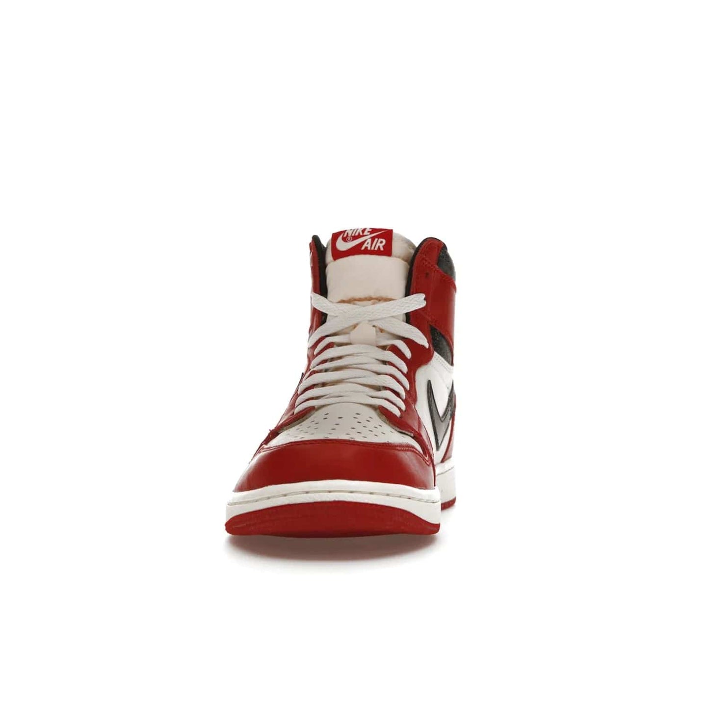 Jordan 1 Retro High OG Chicago Lost and Found - Image 11 - Only at www.BallersClubKickz.com - Be the envy of all sneakerheads with the Air Jordan 1 Retro High OG “Chicago Lost and Found”. This special edition shoe comes in a Varsity Red/Black-Sail-Muslin colorway and features crackled leather uppers and yellowed details for a unique, vintage look. Get your hands this rare release in November 2022.