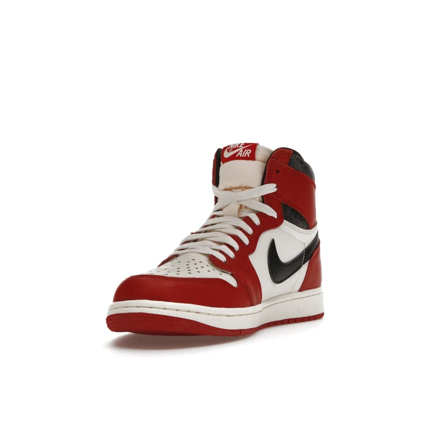 Jordan 1 Retro High OG Chicago Lost and Found - Image 13 - Only at www.BallersClubKickz.com - Be the envy of all sneakerheads with the Air Jordan 1 Retro High OG “Chicago Lost and Found”. This special edition shoe comes in a Varsity Red/Black-Sail-Muslin colorway and features crackled leather uppers and yellowed details for a unique, vintage look. Get your hands this rare release in November 2022.