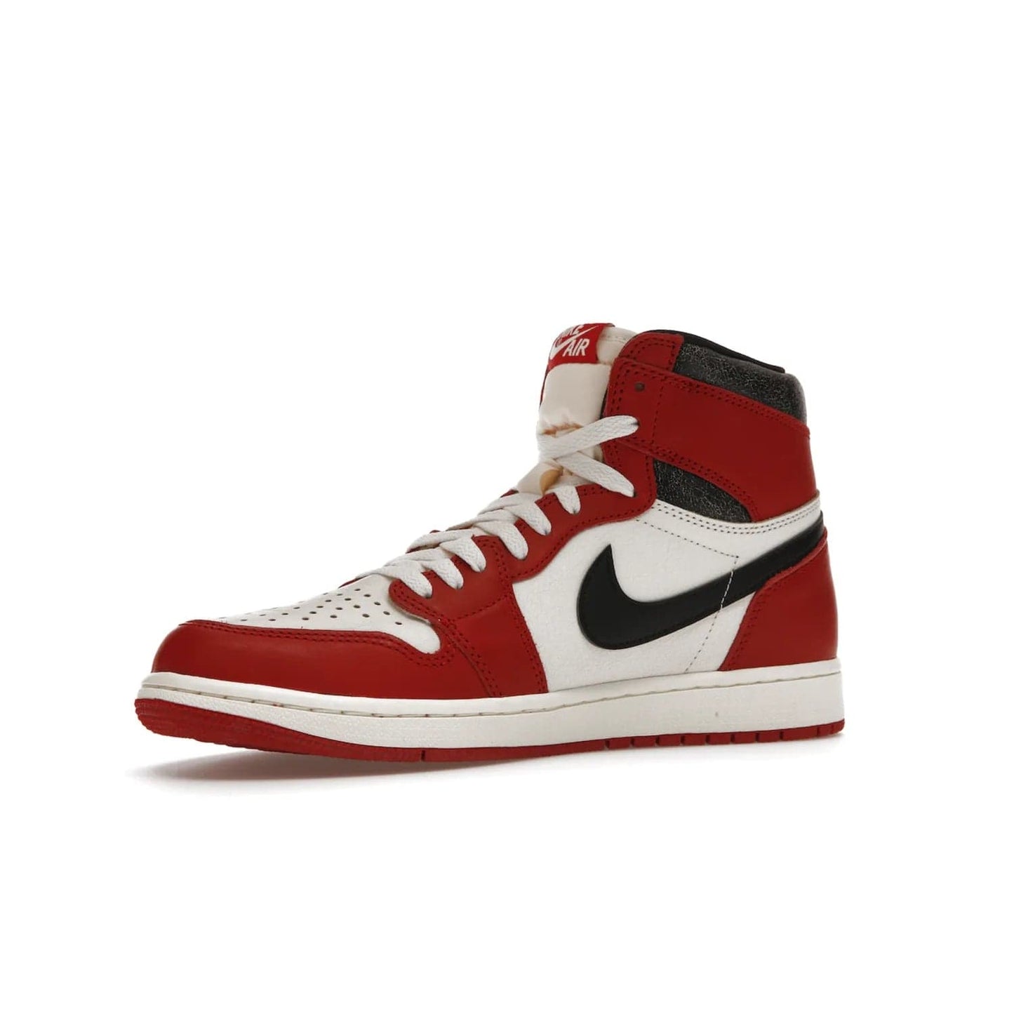 Jordan 1 Retro High OG Chicago Lost and Found - Image 16 - Only at www.BallersClubKickz.com - Be the envy of all sneakerheads with the Air Jordan 1 Retro High OG “Chicago Lost and Found”. This special edition shoe comes in a Varsity Red/Black-Sail-Muslin colorway and features crackled leather uppers and yellowed details for a unique, vintage look. Get your hands this rare release in November 2022.