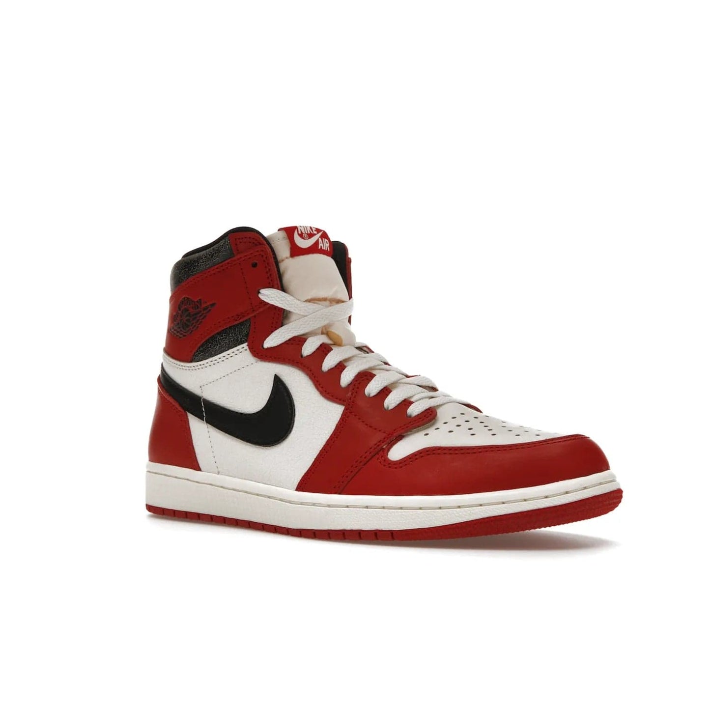 Jordan 1 Retro High OG Chicago Lost and Found - Image 5 - Only at www.BallersClubKickz.com - Be the envy of all sneakerheads with the Air Jordan 1 Retro High OG “Chicago Lost and Found”. This special edition shoe comes in a Varsity Red/Black-Sail-Muslin colorway and features crackled leather uppers and yellowed details for a unique, vintage look. Get your hands this rare release in November 2022.