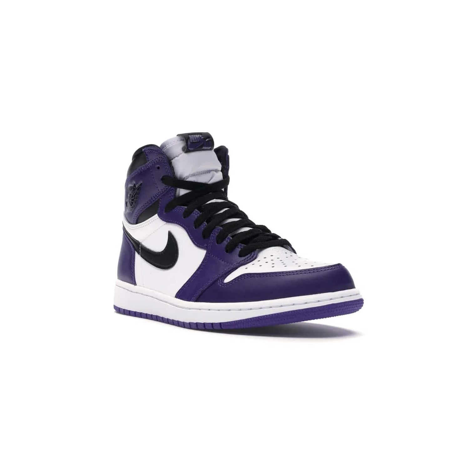 Jordan 1 Retro High Court Purple White - Image 6 - Only at www.BallersClubKickz.com - Grab the classic Jordan 1 Retro High Court Purple White and add major flavor to your collection. White leather upper with Court Purple overlays and Swoosh logo. White midsole and purple outsole. Get yours and rep your Jordan Brand.