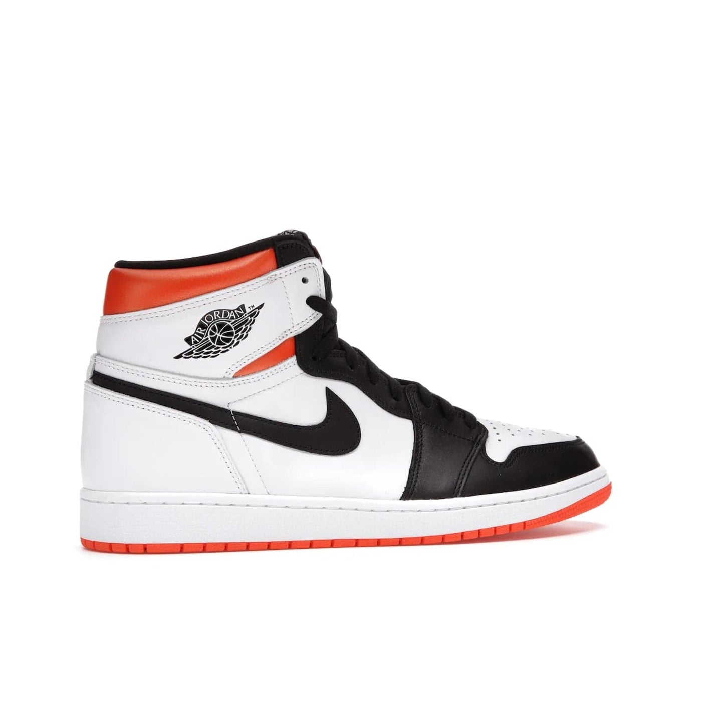 Jordan 1 Retro High Electro Orange - Image 35 - Only at www.BallersClubKickz.com - This Air Jordan 1 Retro High Electro Orange features a white leather upper with black overlays and vibrant Hyper Orange ankle wrap. Turn heads with this iconic design of woven tongue label and sole. Get yours today and add some serious style to your rotation.