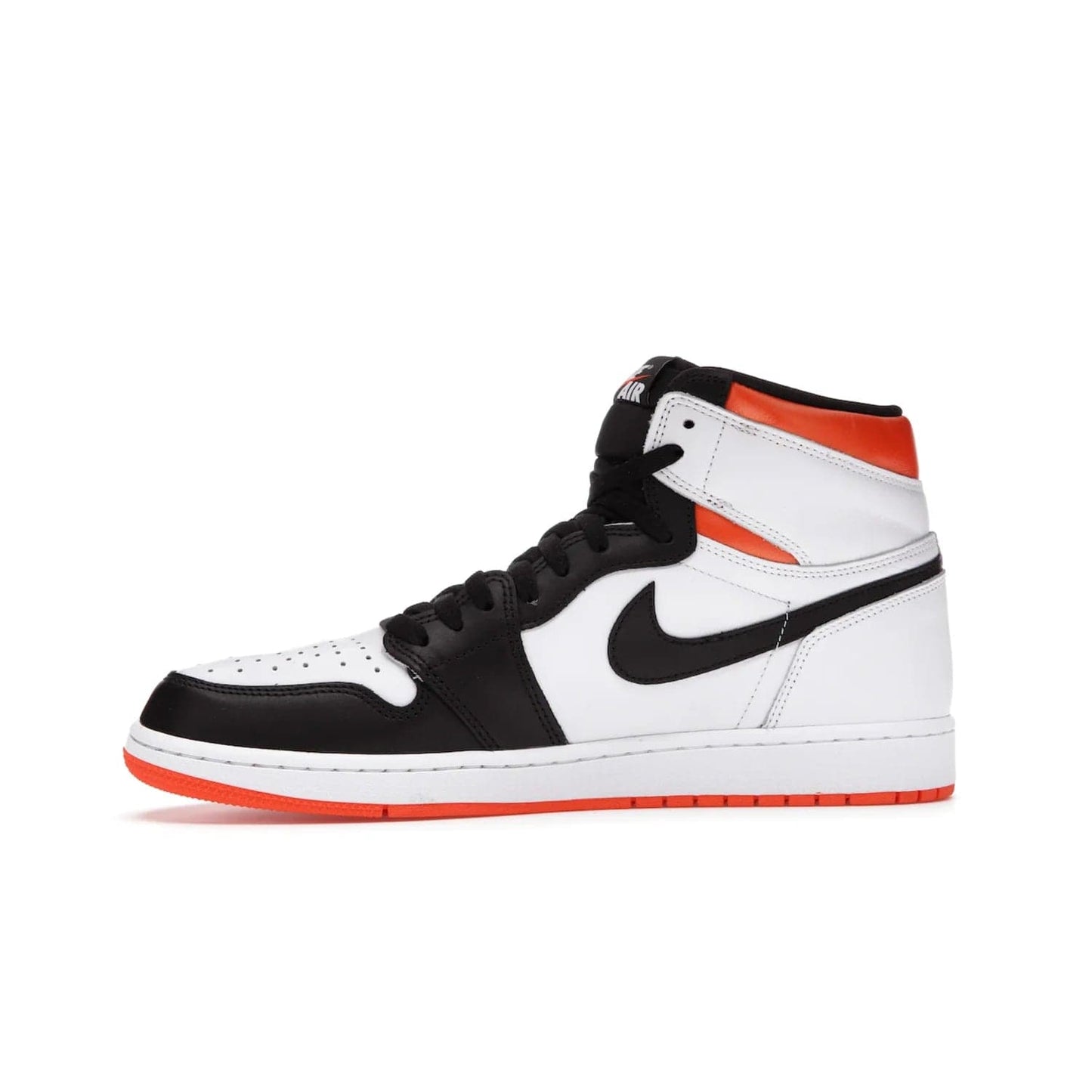 Jordan 1 Retro High Electro Orange - Image 18 - Only at www.BallersClubKickz.com - This Air Jordan 1 Retro High Electro Orange features a white leather upper with black overlays and vibrant Hyper Orange ankle wrap. Turn heads with this iconic design of woven tongue label and sole. Get yours today and add some serious style to your rotation.