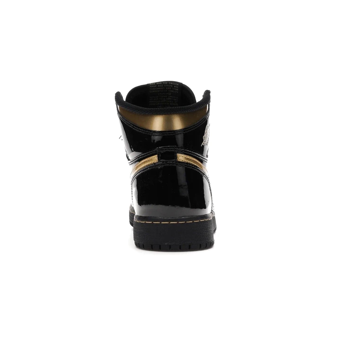 Jordan 1 Retro High Black Metallic Gold (2020) (GS) - Image 28 - Only at www.BallersClubKickz.com - Shop the Kids Air Jordan 1 Retro High in Black Metallic Gold for a stylish and comfortable sneaker kids can love. Featuring black and metallic gold patent leather uppers, metallic gold accents, and an Air sole unit for extra cushioning.