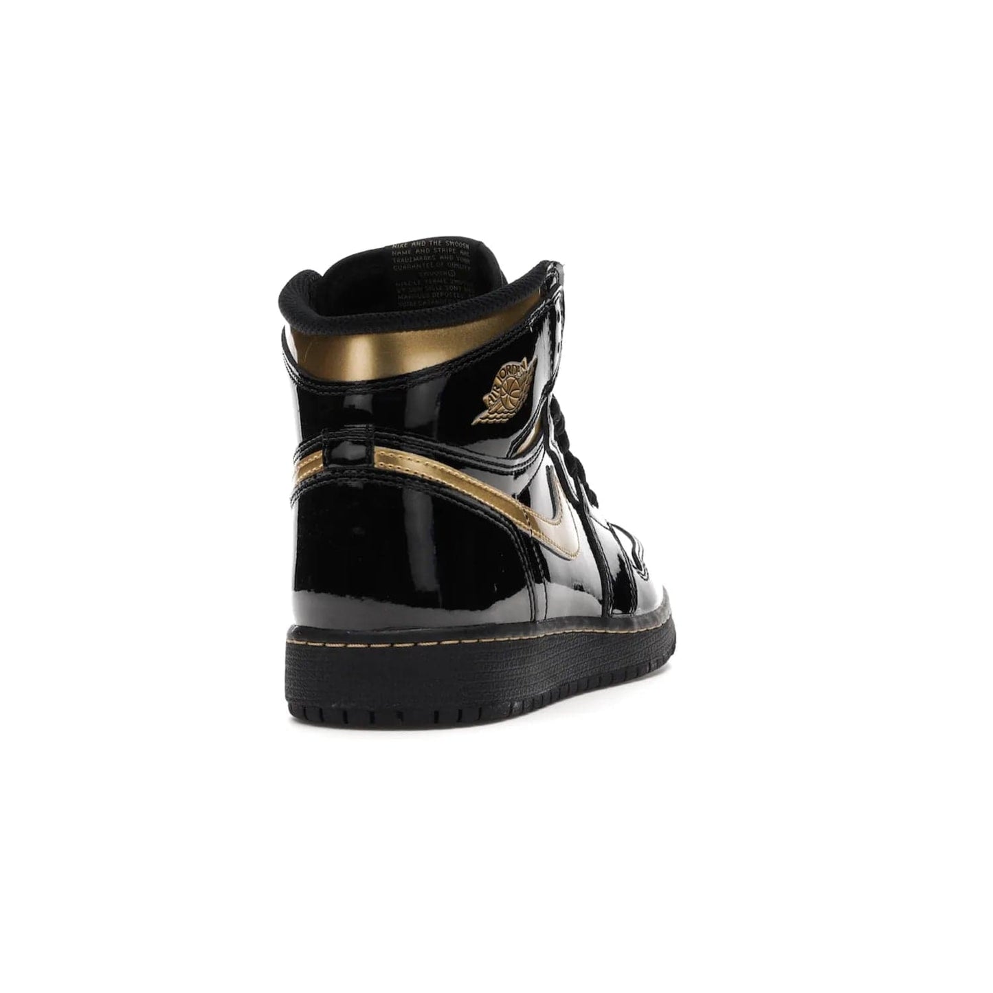 Jordan 1 Retro High Black Metallic Gold (2020) (GS) - Image 30 - Only at www.BallersClubKickz.com - Shop the Kids Air Jordan 1 Retro High in Black Metallic Gold for a stylish and comfortable sneaker kids can love. Featuring black and metallic gold patent leather uppers, metallic gold accents, and an Air sole unit for extra cushioning.