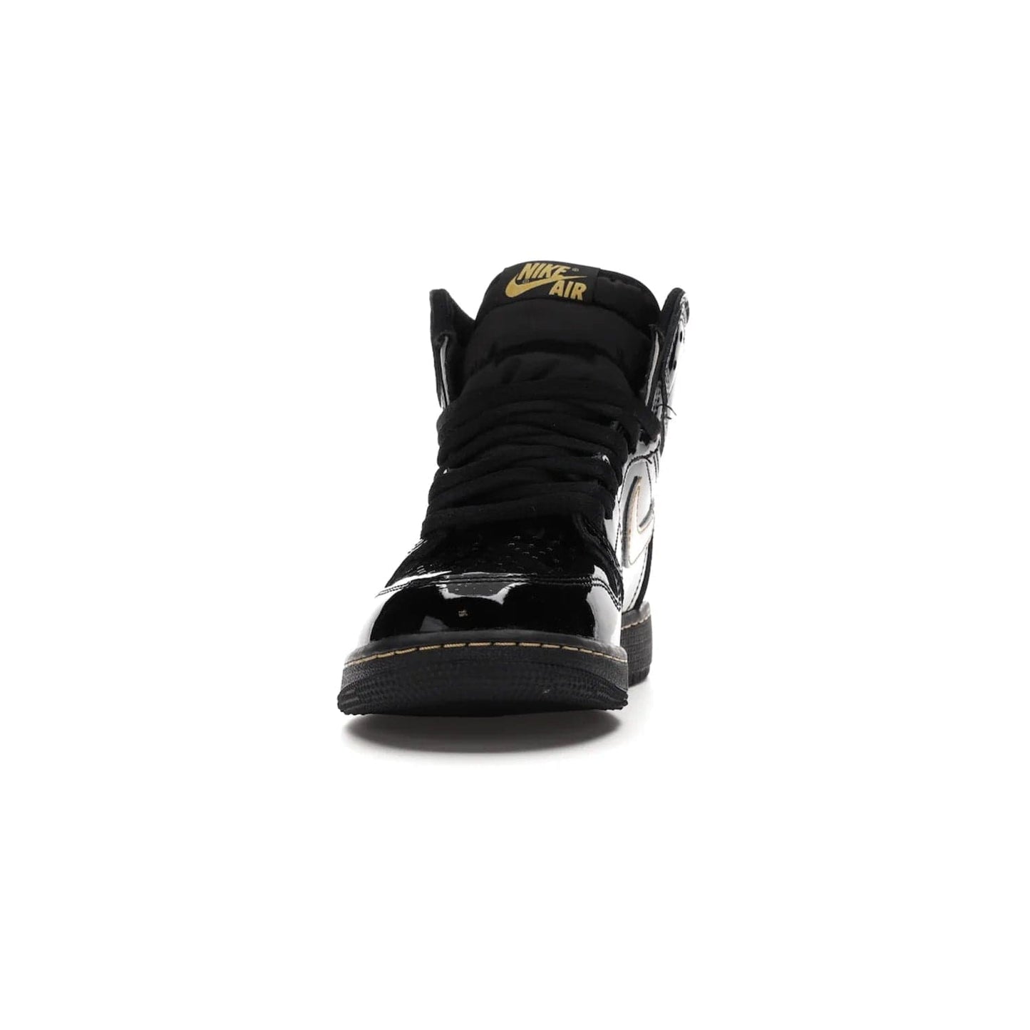 Jordan 1 Retro High Black Metallic Gold (2020) (GS) - Image 11 - Only at www.BallersClubKickz.com - Shop the Kids Air Jordan 1 Retro High in Black Metallic Gold for a stylish and comfortable sneaker kids can love. Featuring black and metallic gold patent leather uppers, metallic gold accents, and an Air sole unit for extra cushioning.