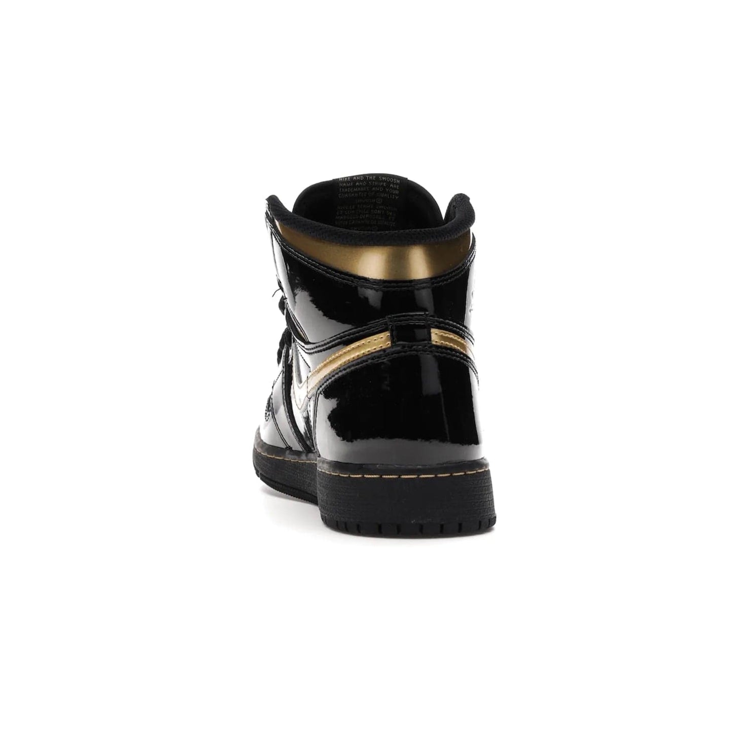 Jordan 1 Retro High Black Metallic Gold (2020) (GS) - Image 27 - Only at www.BallersClubKickz.com - Shop the Kids Air Jordan 1 Retro High in Black Metallic Gold for a stylish and comfortable sneaker kids can love. Featuring black and metallic gold patent leather uppers, metallic gold accents, and an Air sole unit for extra cushioning.