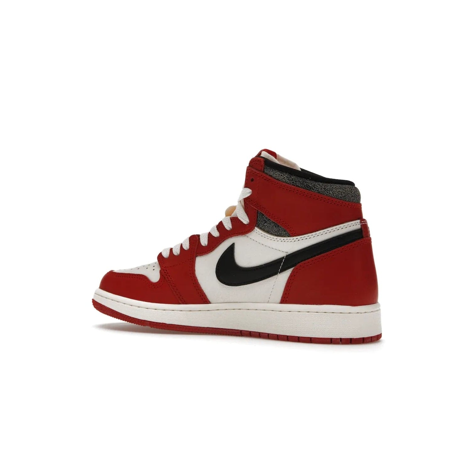 Jordan 1 Retro High OG Chicago Lost and Found (GS) - Image 22 - Only at www.BallersClubKickz.com - Grab the Air Jordan 1 Retro High OG Chicago Reimagined GS, presenting in classic 1985 silhouette. Varsity Red, Black, Muslin and Sail hues, featuring Nike Air branding, Wings on the collars and printed insoles. Don't miss out when it releases 19th Nov 2022.