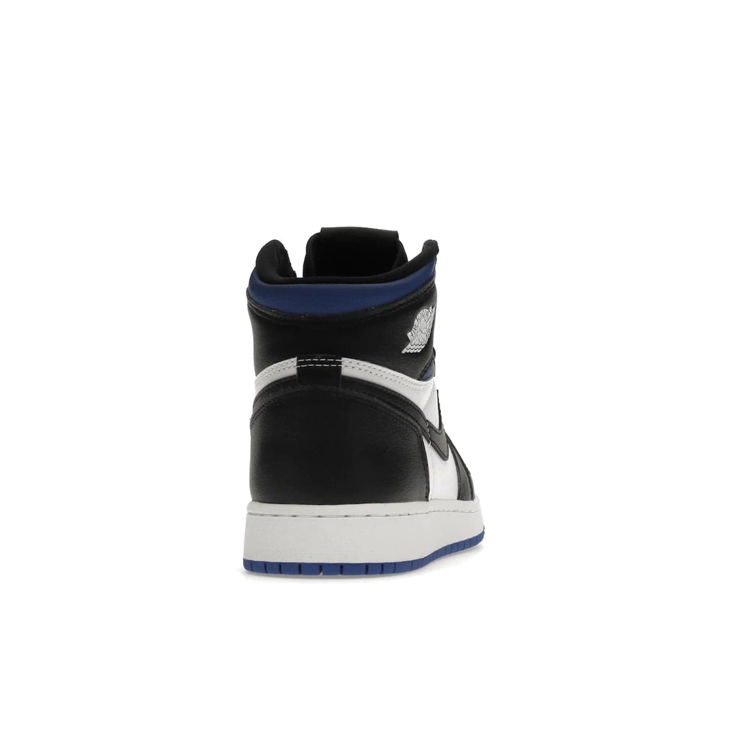 Jordan 1 Retro High Royal Toe (GS) - Image 29 - Only at www.BallersClubKickz.com - Take your sneaker wardrobe to the next level with the Jordan 1 Retro High Royal Toe (GS). Combining classic design with a luxurious white and royal blue leather upper, a textured black Swoosh and a tapered outsole. Stand out with the Air Jordan Wings logo near the heel.