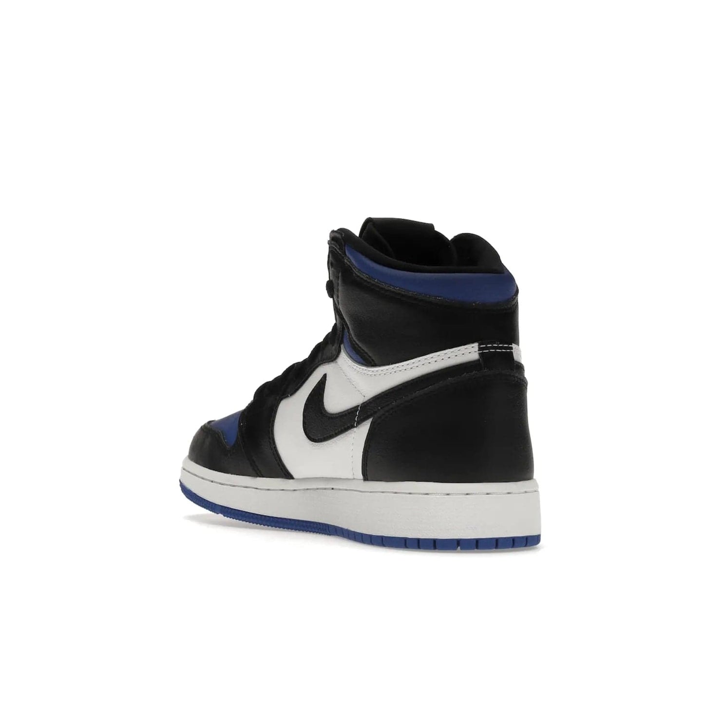Jordan 1 Retro High Royal Toe (GS) - Image 25 - Only at www.BallersClubKickz.com - Take your sneaker wardrobe to the next level with the Jordan 1 Retro High Royal Toe (GS). Combining classic design with a luxurious white and royal blue leather upper, a textured black Swoosh and a tapered outsole. Stand out with the Air Jordan Wings logo near the heel.