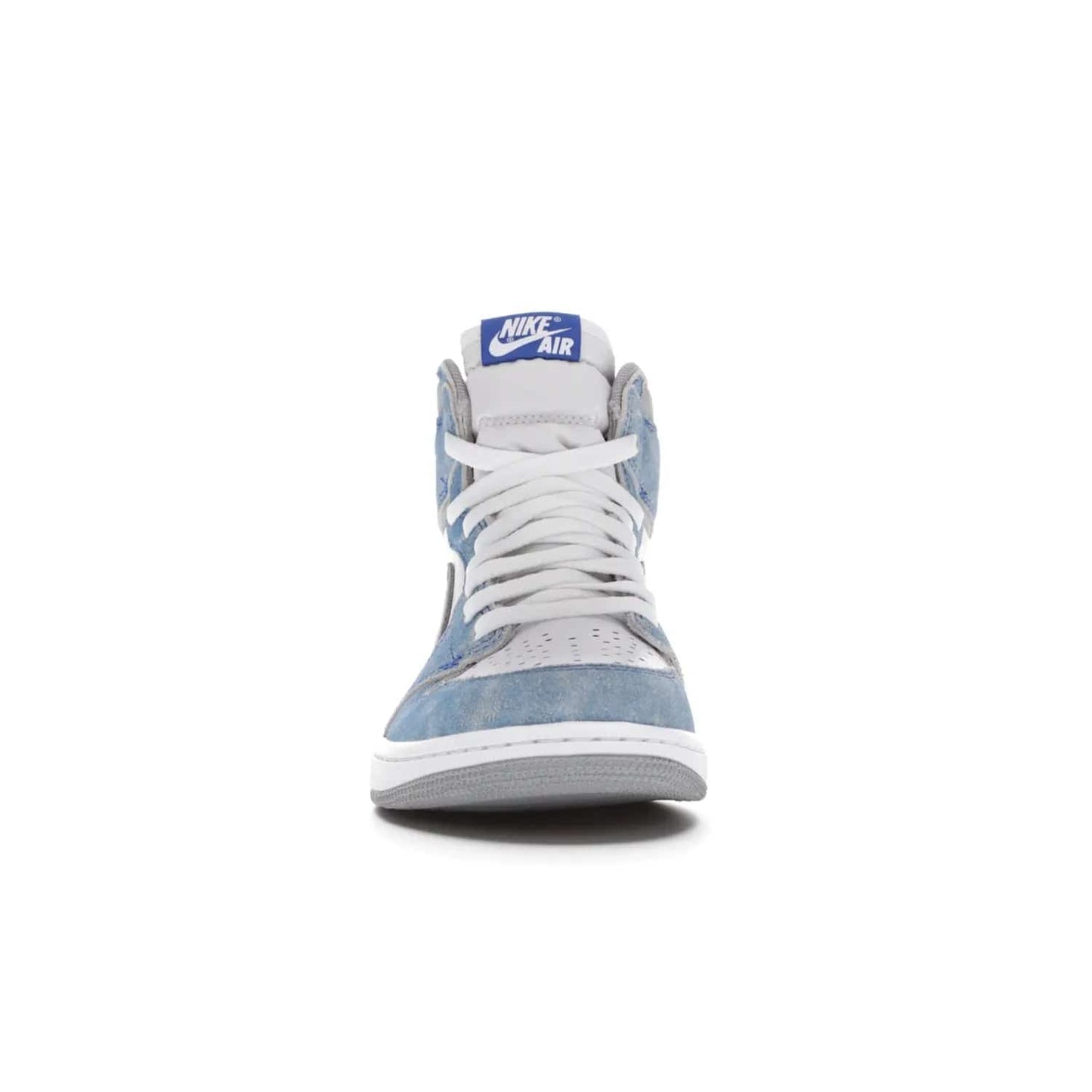 Jordan 1 Retro High OG Hyper Royal - Image 10 - Only at www.BallersClubKickz.com - A classic design with modern materials, the Air Jordan 1 Retro High OG Hyper Royal features Hyper Royal suede, Light Smoke Grey Durabuck Swoosh and ankle panels, a woven Nike Air label and a crisp white "Wings" logo. Released in April 2021.