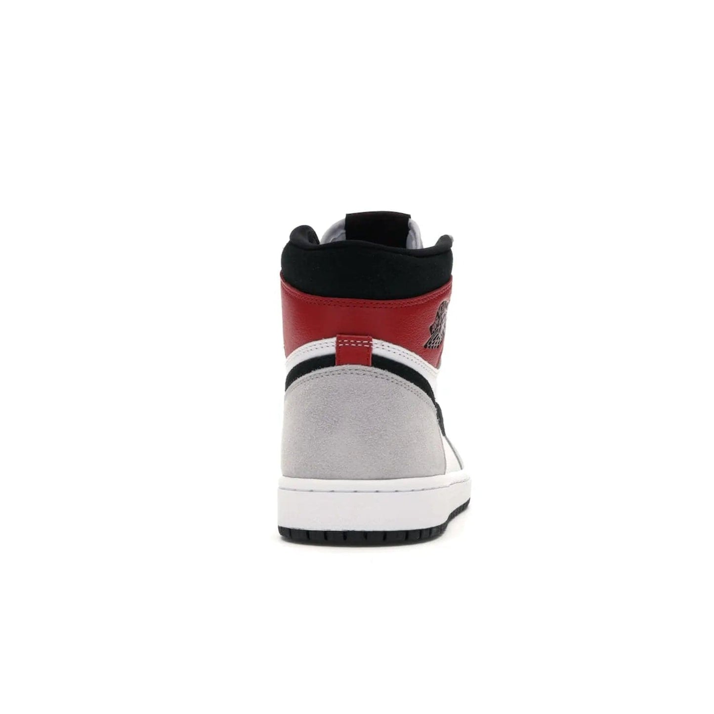 Jordan 1 Retro High Light Smoke Grey - Image 28 - Only at www.BallersClubKickz.com - Comfortable and stylish, Jordan 1 Retro High Light Smoke Grey offers a unique spin on a classic design. White leather, grey suede, red leather and black details are set on a white midsole and black outsole. Get the sneaker released in July 2020 and add a twist to your wardrobe.