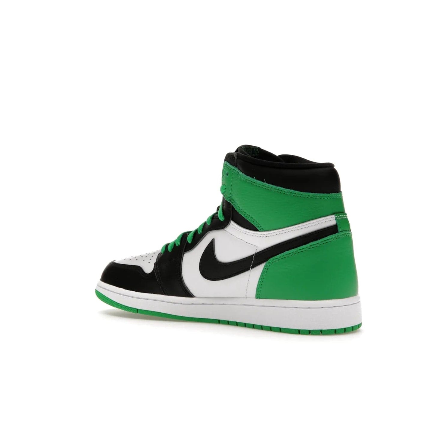 Jordan 1 Retro High OG Lucky Green - Image 23 - Only at www.BallersClubKickz.com - Experience luck with the release of the Air Jordan 1 Retro High OG Lucky Green. A leather upper with black, white and signature green accents hits the mark. Nike branding in Lucky Green and laces complete the look. Get lucky April 15, 2023.