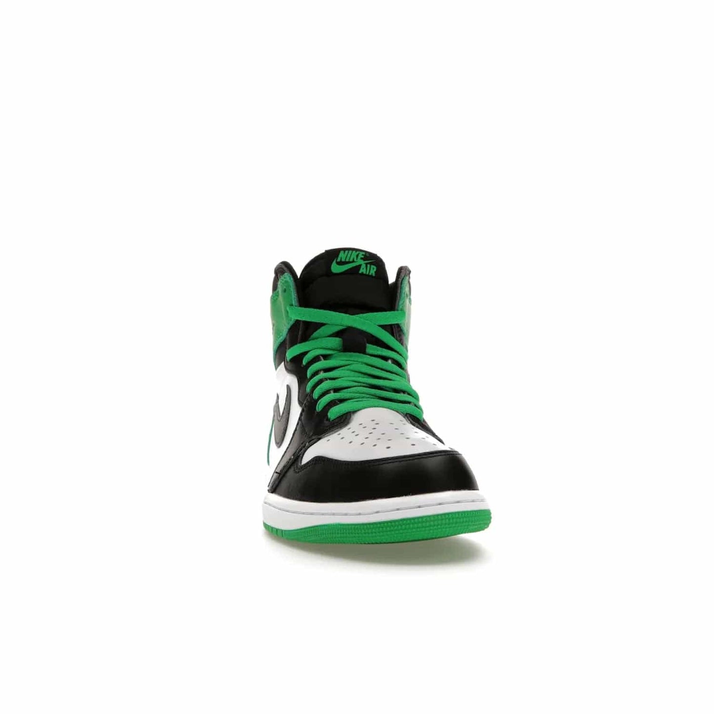 Jordan 1 Retro High OG Lucky Green - Image 9 - Only at www.BallersClubKickz.com - Experience luck with the release of the Air Jordan 1 Retro High OG Lucky Green. A leather upper with black, white and signature green accents hits the mark. Nike branding in Lucky Green and laces complete the look. Get lucky April 15, 2023.