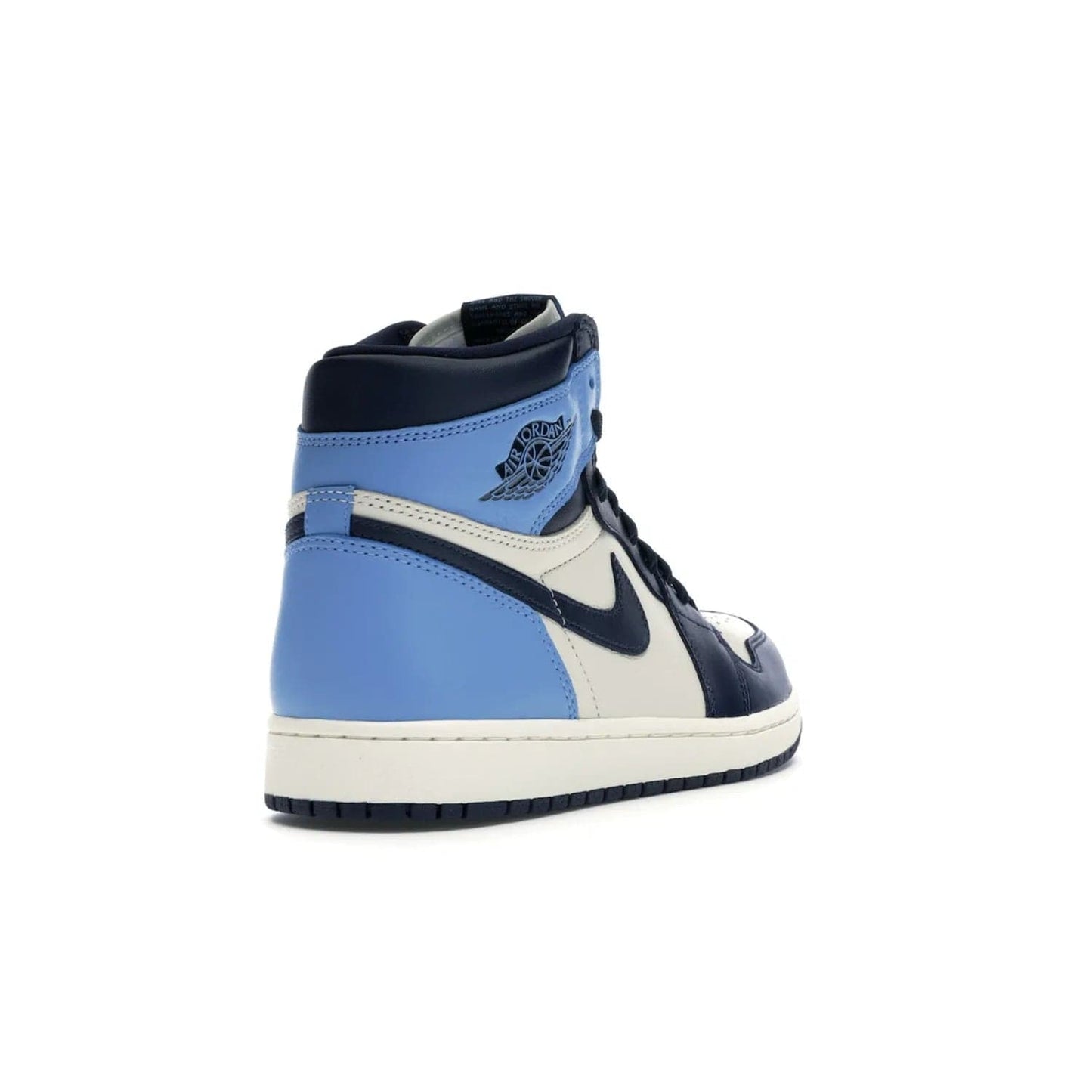 Jordan 1 Retro High Obsidian UNC - Image 31 - Only at www.BallersClubKickz.com - Bring a timeless classic to your wardrobe with the Air Jordan 1 Retro High "Obsidian/University Blue”. A full leather upper combines Obsidian and University Blue detailing for a retro Jordan style. Stitched Jumpman logo pays tribute to UNC. Experience classic style with a timeless sneaker.