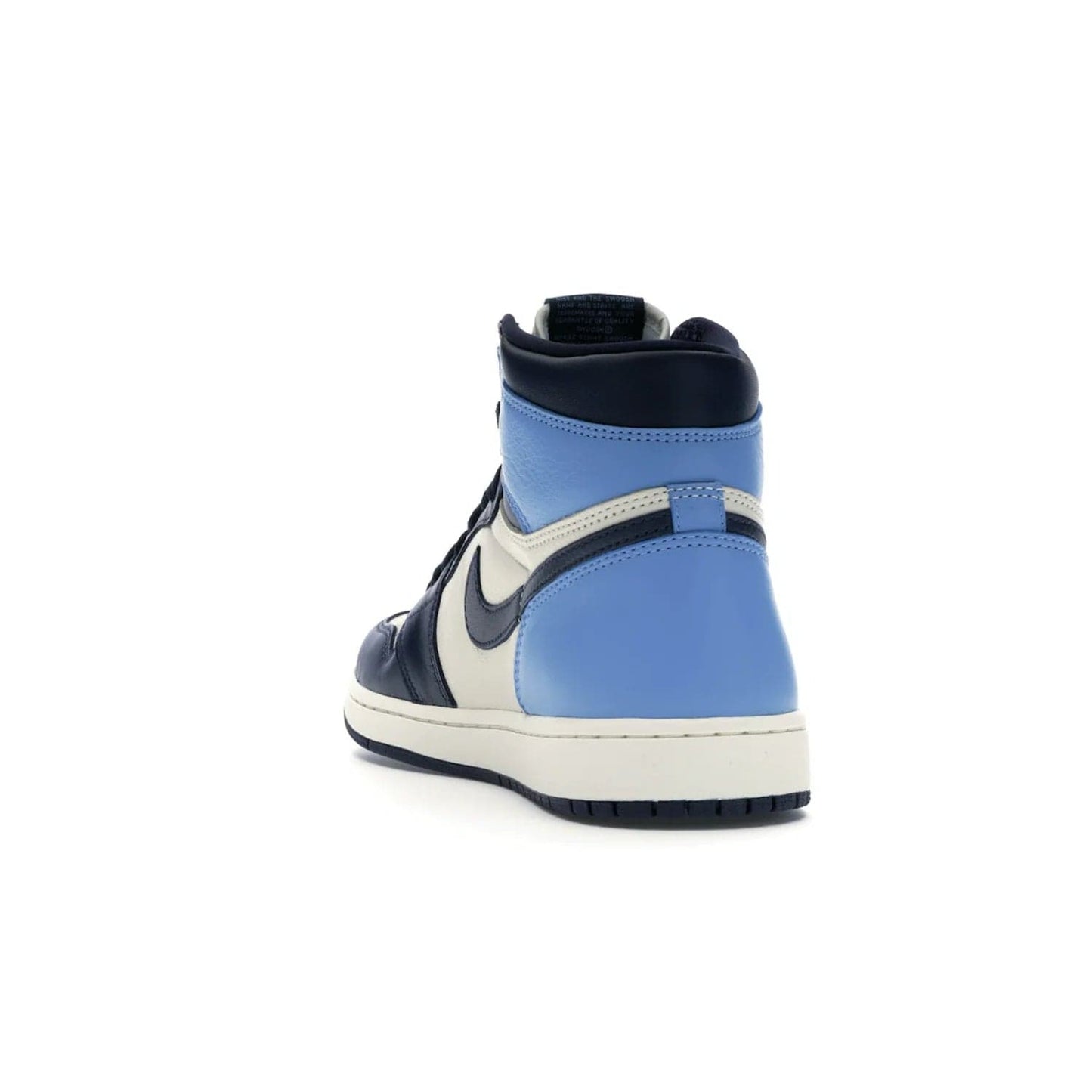 Jordan 1 Retro High Obsidian UNC - Image 26 - Only at www.BallersClubKickz.com - Bring a timeless classic to your wardrobe with the Air Jordan 1 Retro High "Obsidian/University Blue”. A full leather upper combines Obsidian and University Blue detailing for a retro Jordan style. Stitched Jumpman logo pays tribute to UNC. Experience classic style with a timeless sneaker.