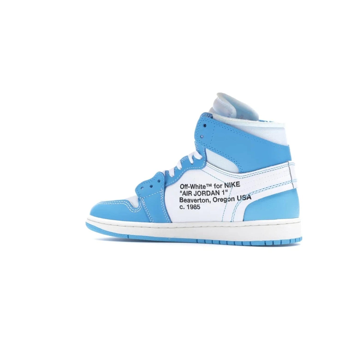 Jordan 1 Retro High Off-White University Blue - Image 22 - Only at www.BallersClubKickz.com - Classic Jordan 1 Retro High "Off-White UNC" sneakers meld style and comfort. Boasting deconstructed white and blue leather, Off-White detailing, and a white, dark powder blue and cone colorway, these sneakers are perfect for dressing up or down. Get the iconic Off-White Jordan 1's and upgrade your look.