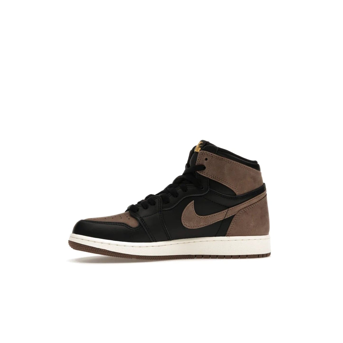 Jordan 1 Retro High OG Palomino (GS) - Image 18 - Only at www.BallersClubKickz.com - Introducing the luxurious Jordan 1 Retro High OG Palomino (GS). Featuring black leather with metallic gold and palomino accents, this sneaker is perfect for any occasion. Grab yours when they release on September 2nd of 2023.