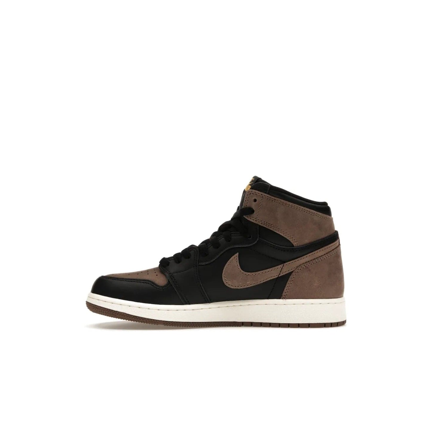 Jordan 1 Retro High OG Palomino (GS) - Image 19 - Only at www.BallersClubKickz.com - Introducing the luxurious Jordan 1 Retro High OG Palomino (GS). Featuring black leather with metallic gold and palomino accents, this sneaker is perfect for any occasion. Grab yours when they release on September 2nd of 2023.