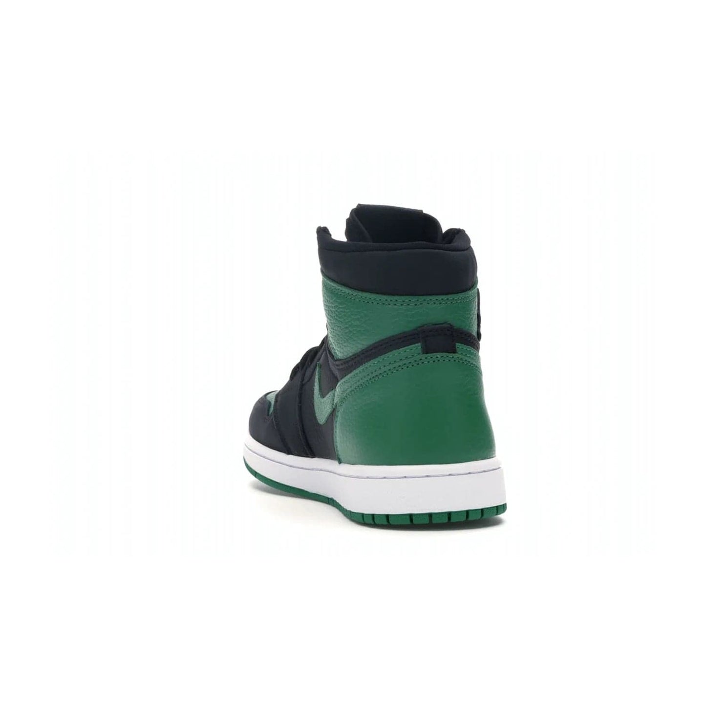 Jordan 1 Retro High Pine Green Black - Image 26 - Only at www.BallersClubKickz.com - Step into fresh style with the Jordan 1 Retro High Pine Green Black. Combining a black tumbled leather upper with green leather overlays, this sneaker features a Gym Red embroidered tongue tag, sail midsole, and pine green outsole for iconic style with a unique twist.