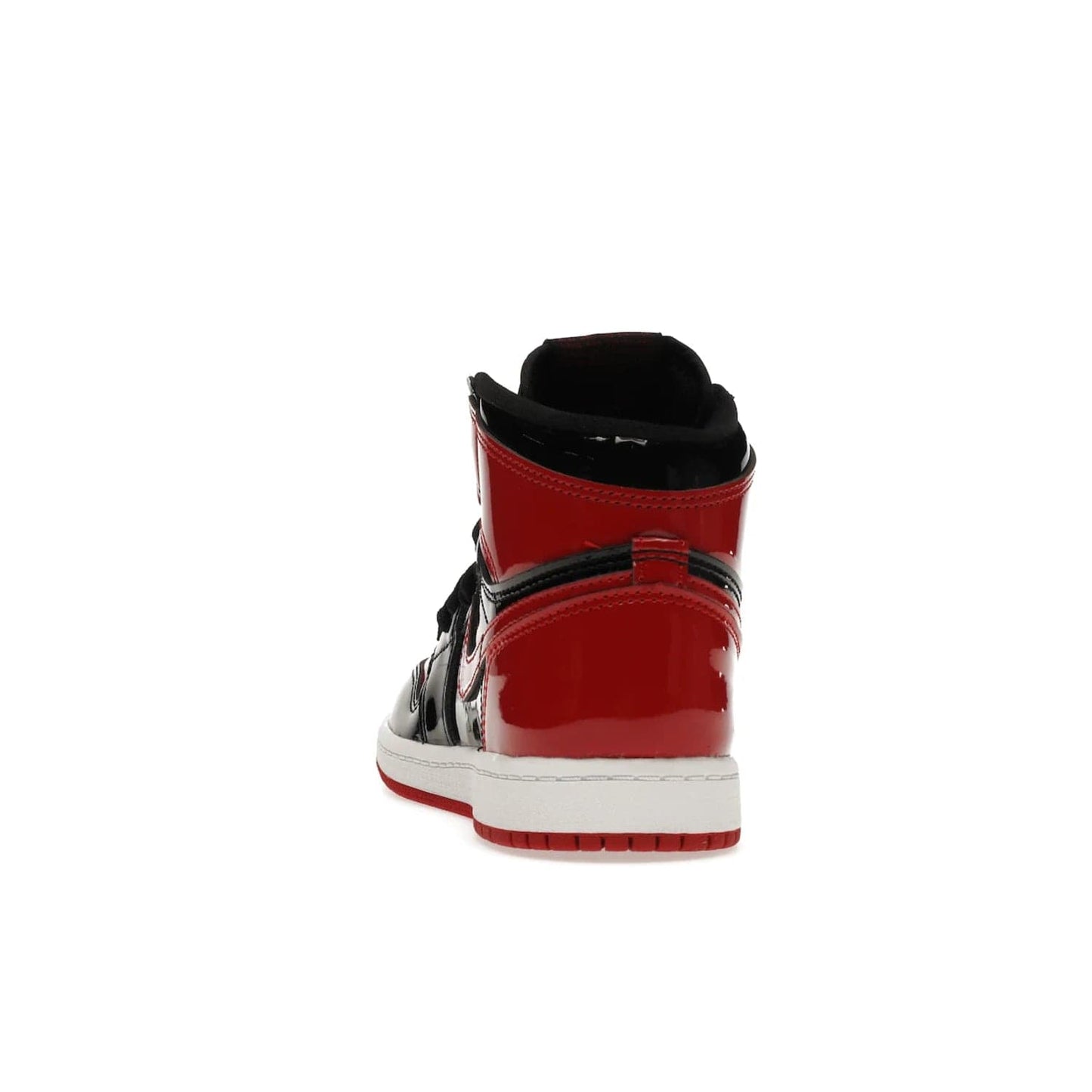 Jordan 1 Retro High OG Patent Bred (PS) - Image 27 - Only at www.BallersClubKickz.com - A timeless classic, the Air Jordan 1 Retro High OG Bred Patent PS features patent leather and debossed Air Jordan Wings motifs. Classic black, white and varsity red colourway on a comfortable and stylish sneaker. Shop this must-have now.