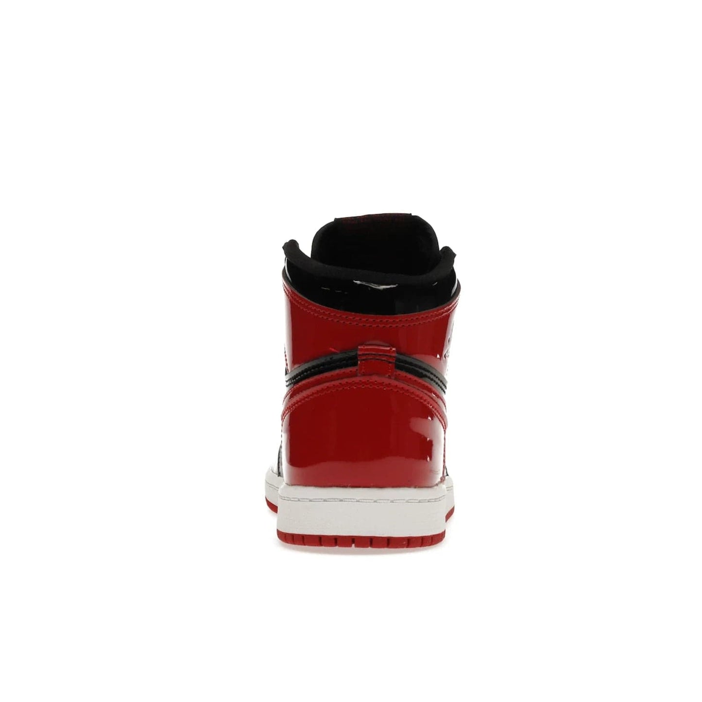 Jordan 1 Retro High OG Patent Bred (PS) - Image 28 - Only at www.BallersClubKickz.com - A timeless classic, the Air Jordan 1 Retro High OG Bred Patent PS features patent leather and debossed Air Jordan Wings motifs. Classic black, white and varsity red colourway on a comfortable and stylish sneaker. Shop this must-have now.