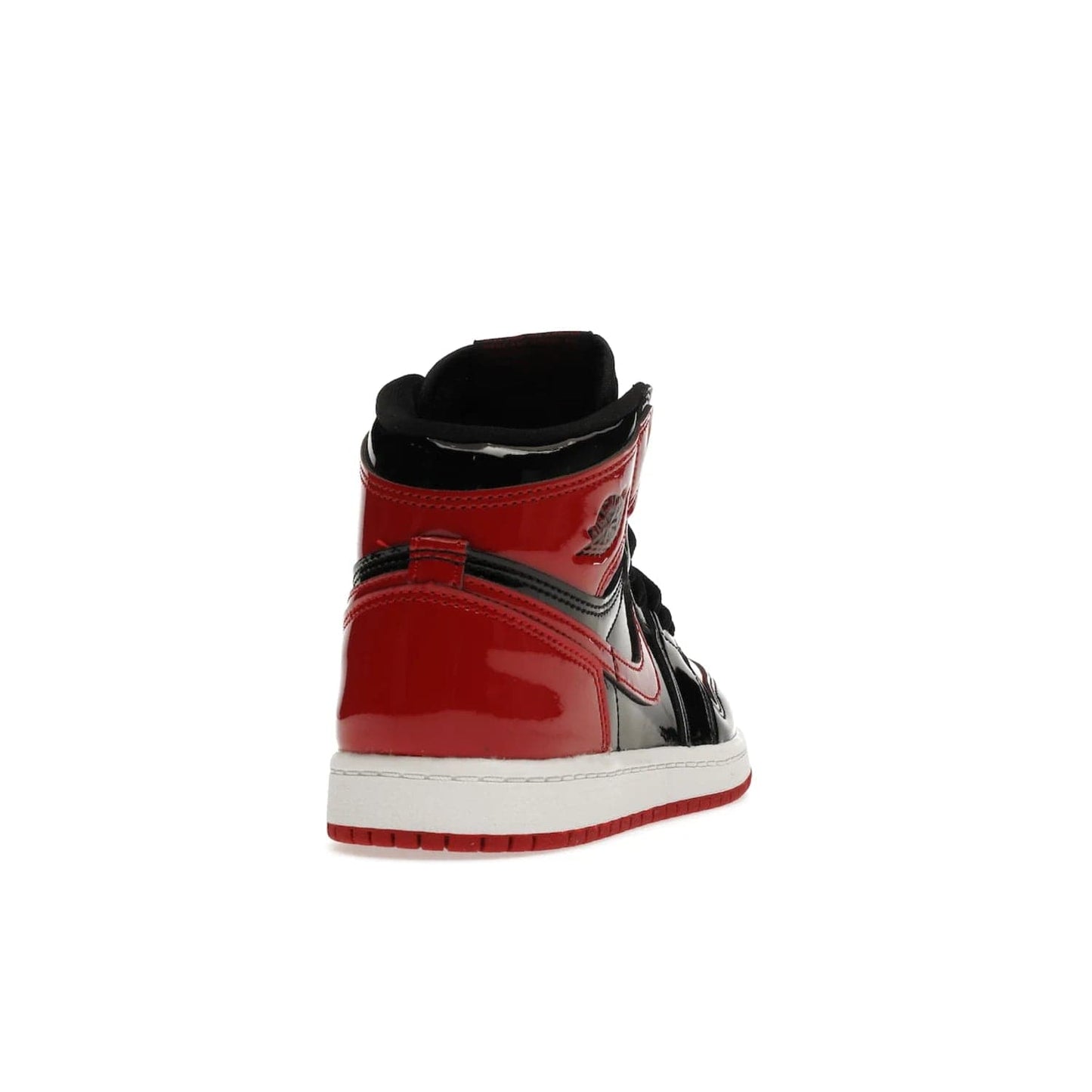 Jordan 1 Retro High OG Patent Bred (PS) - Image 30 - Only at www.BallersClubKickz.com - A timeless classic, the Air Jordan 1 Retro High OG Bred Patent PS features patent leather and debossed Air Jordan Wings motifs. Classic black, white and varsity red colourway on a comfortable and stylish sneaker. Shop this must-have now.