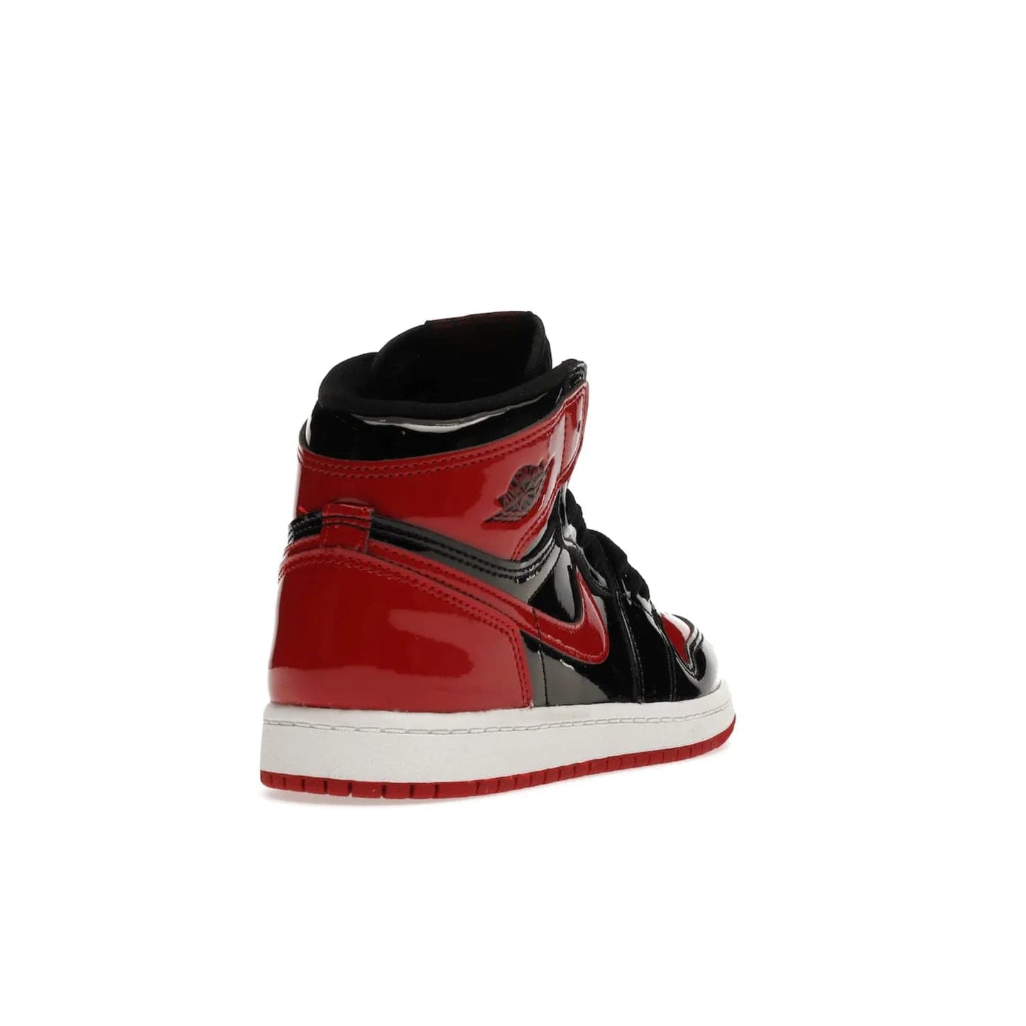 Jordan 1 Retro High OG Patent Bred (PS) - Image 31 - Only at www.BallersClubKickz.com - A timeless classic, the Air Jordan 1 Retro High OG Bred Patent PS features patent leather and debossed Air Jordan Wings motifs. Classic black, white and varsity red colourway on a comfortable and stylish sneaker. Shop this must-have now.