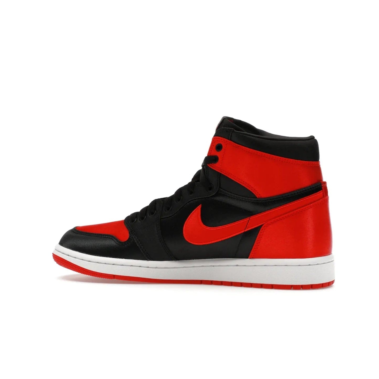 Jordan 1 Retro High OG Satin Bred (Women's) - Image 21 - Only at www.BallersClubKickz.com - Introducing the Jordan 1 Retro High OG Satin Bred (Women's). Luxe satin finish, contrasting hues & classic accents. Trending sneakers symbolizing timelessness & heritage. Make a bold statement with this iconic shoe. Available October 4, 2023.